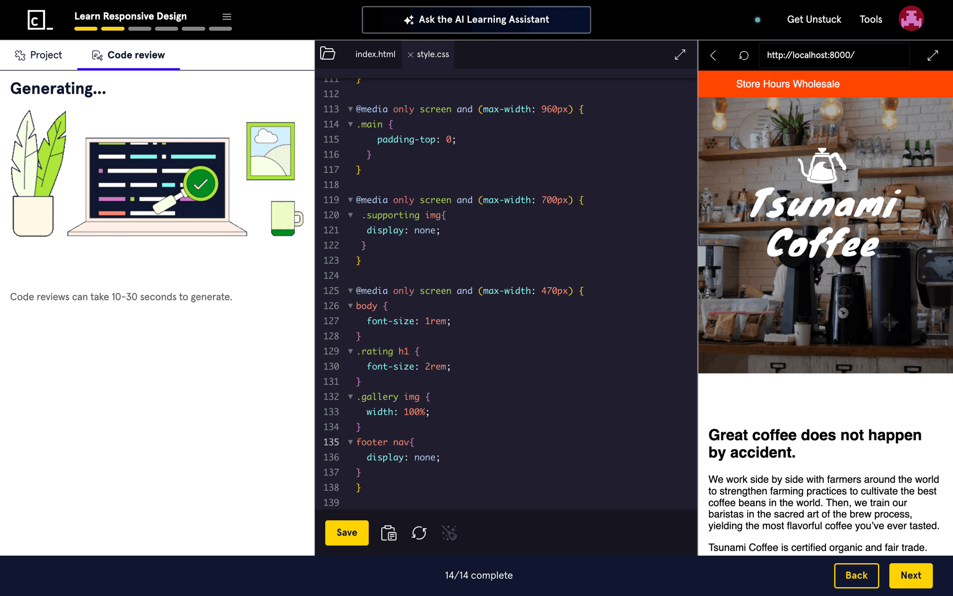 Codecademy Web AI interface screenshot 21