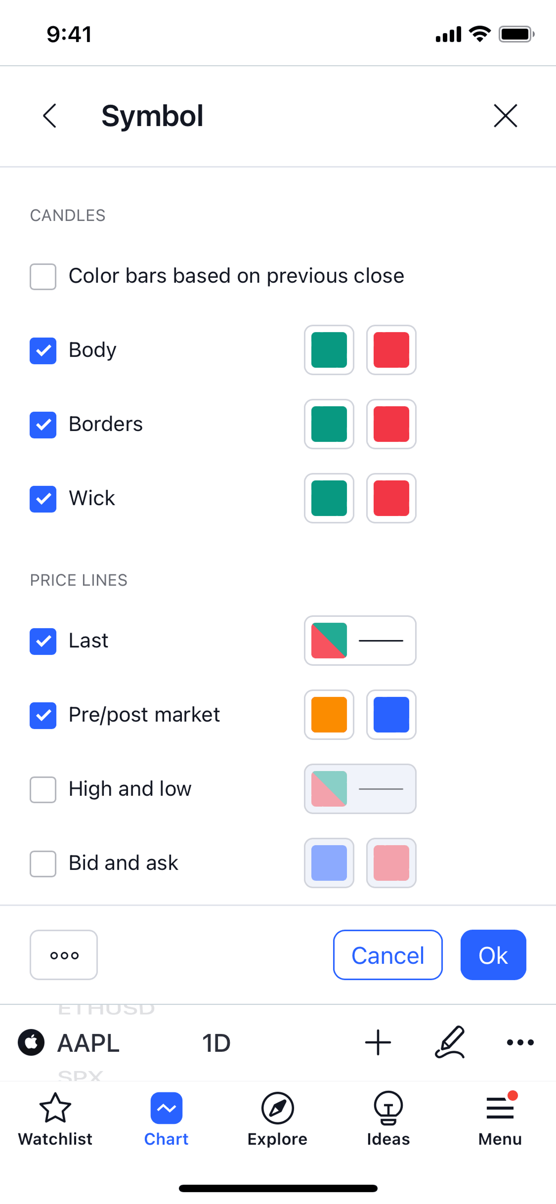 TradingView iOS Finance interface screenshot 21