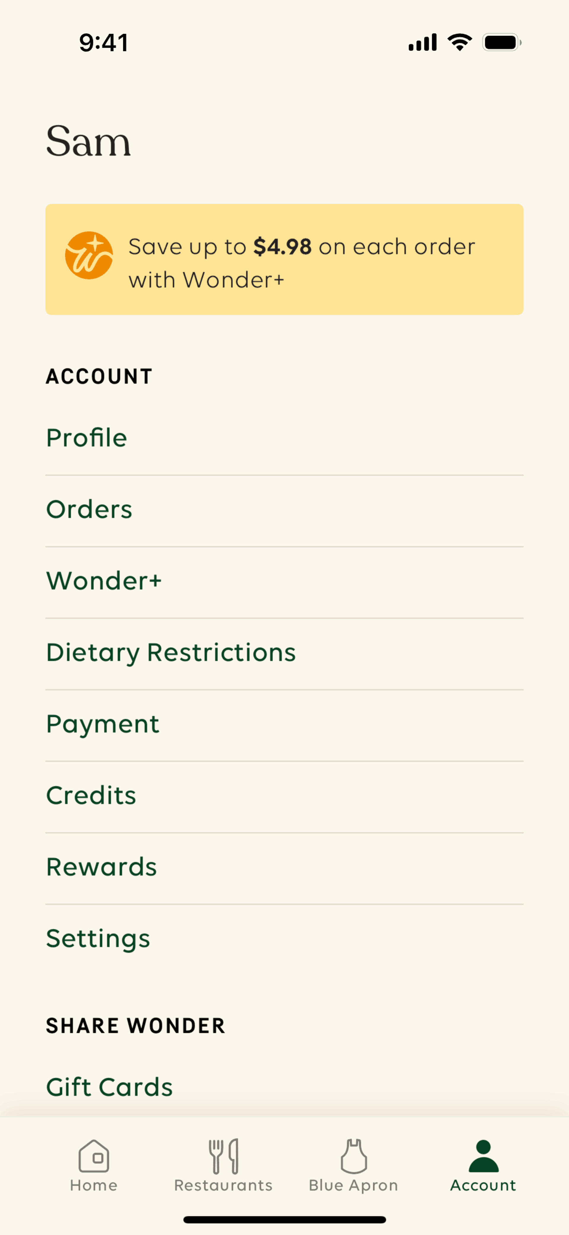Wonder iOS Food & Drink interface screenshot 8