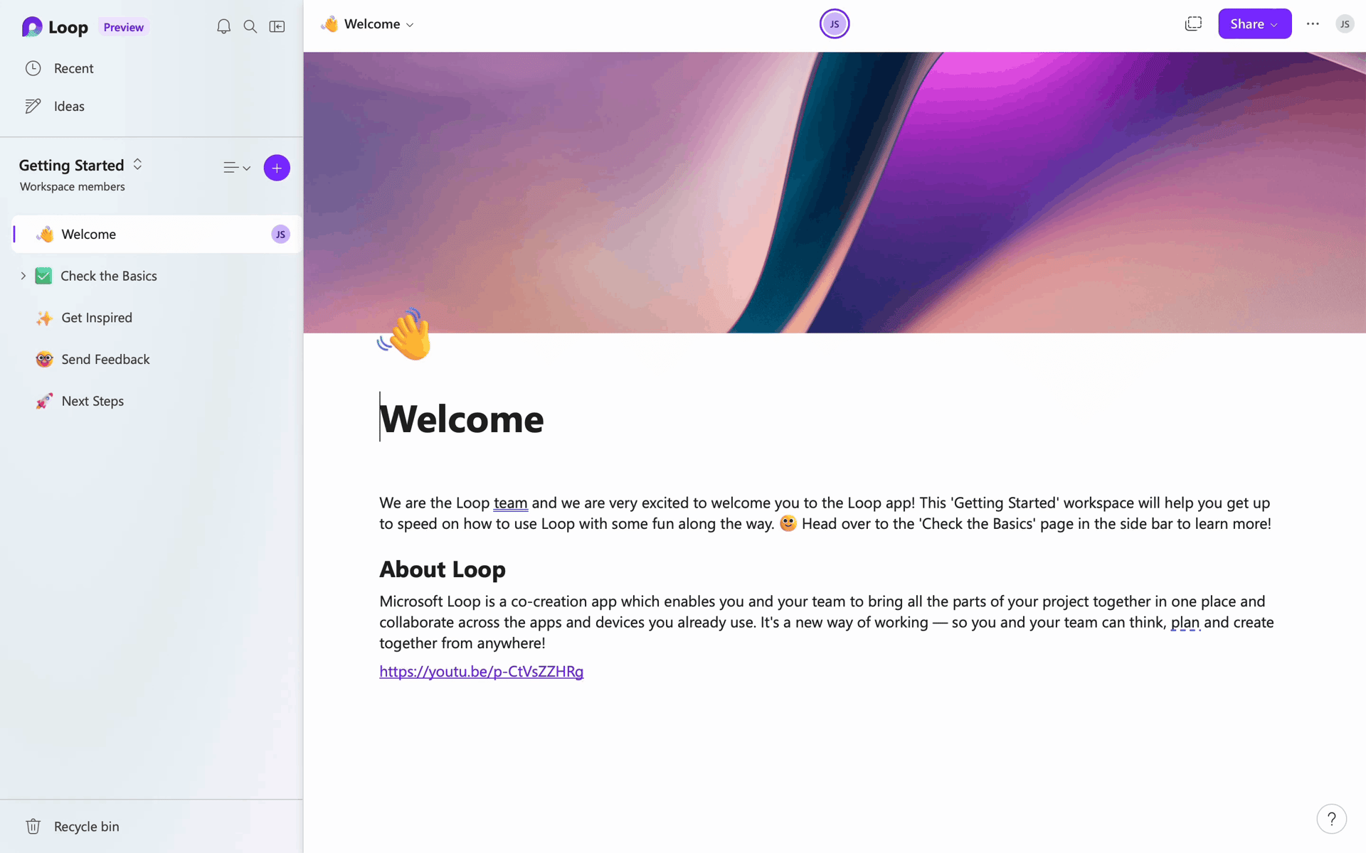 Microsoft Loop Web Collaboration interface screenshot 2