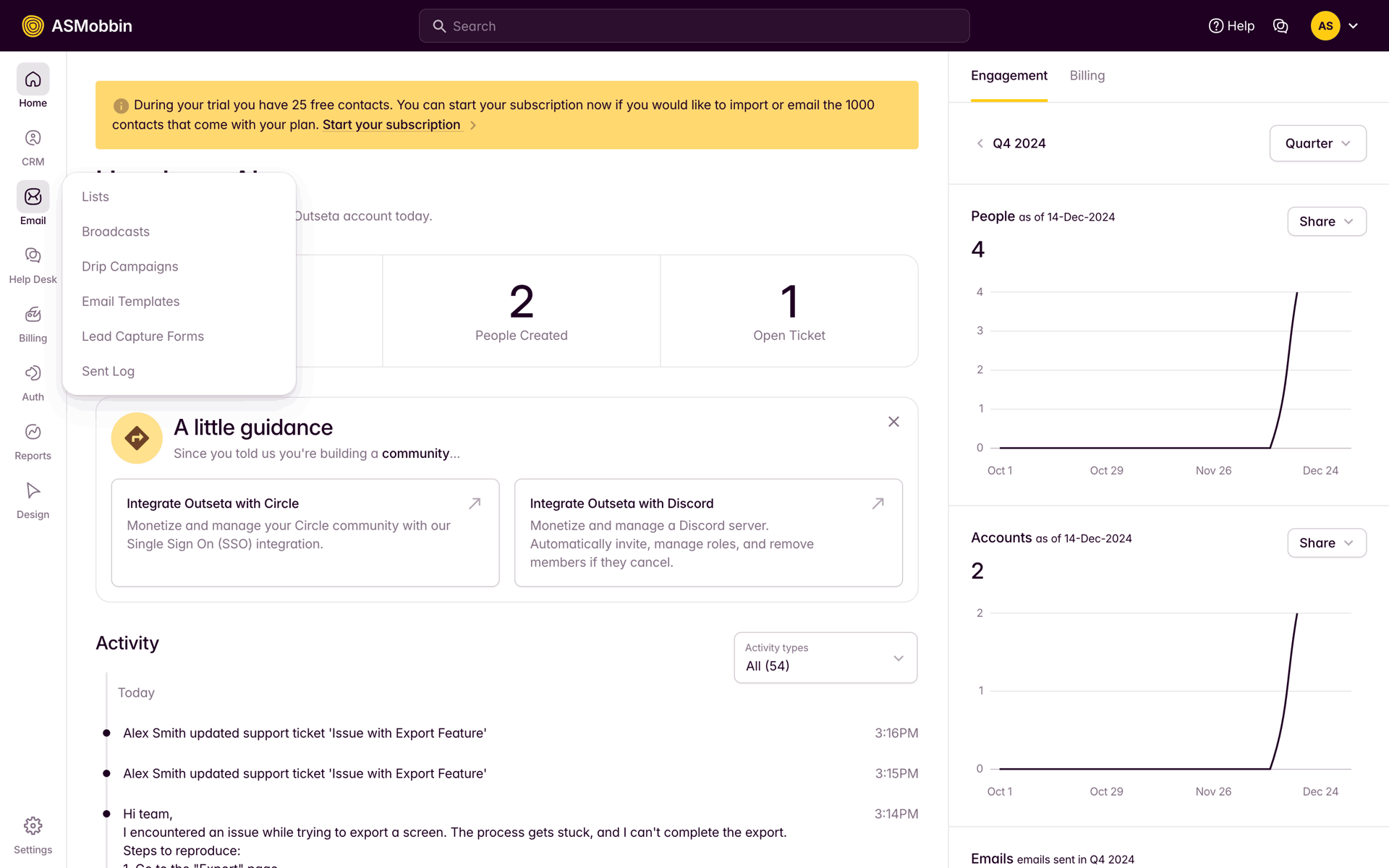 Outseta Web Business interface screenshot 22