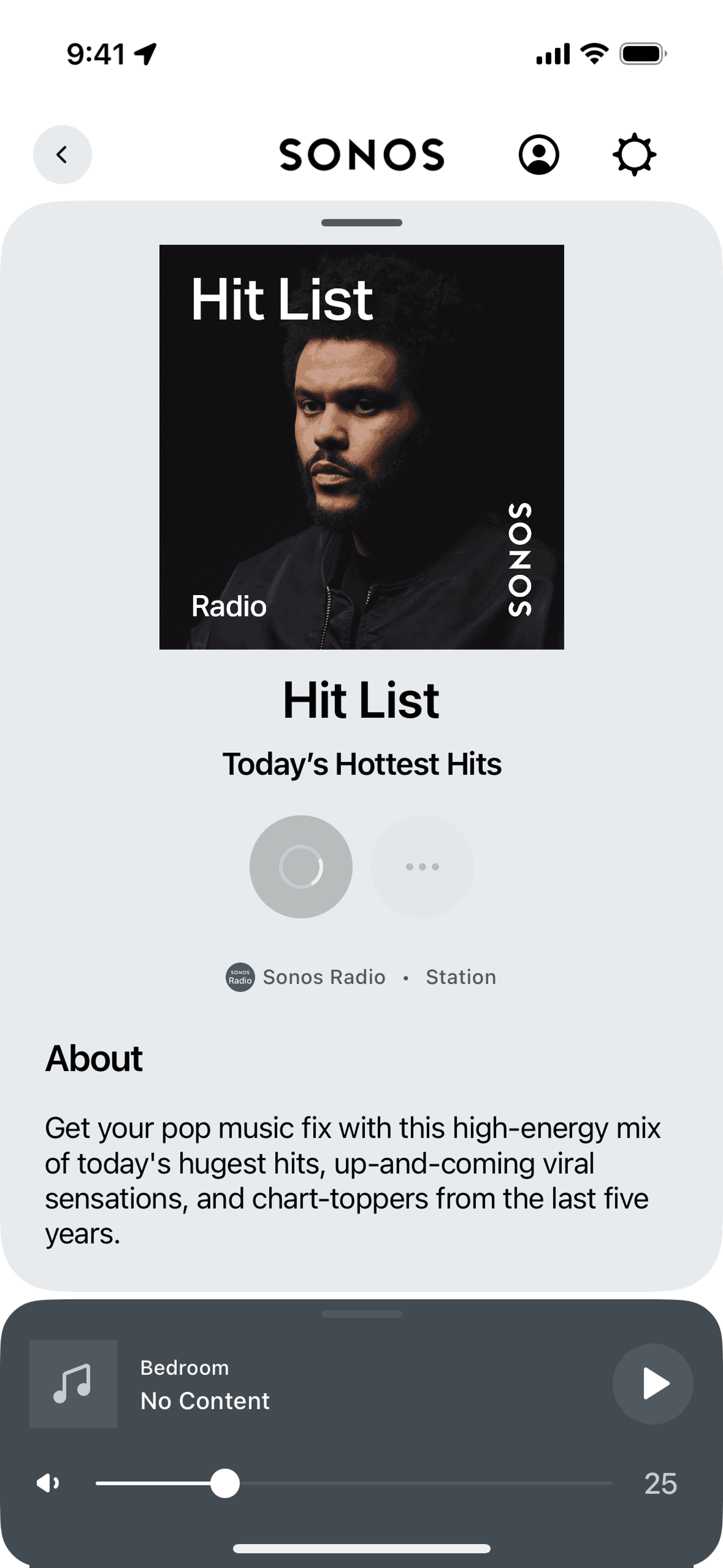 Listening to a song on Sonos (ios) screen 2