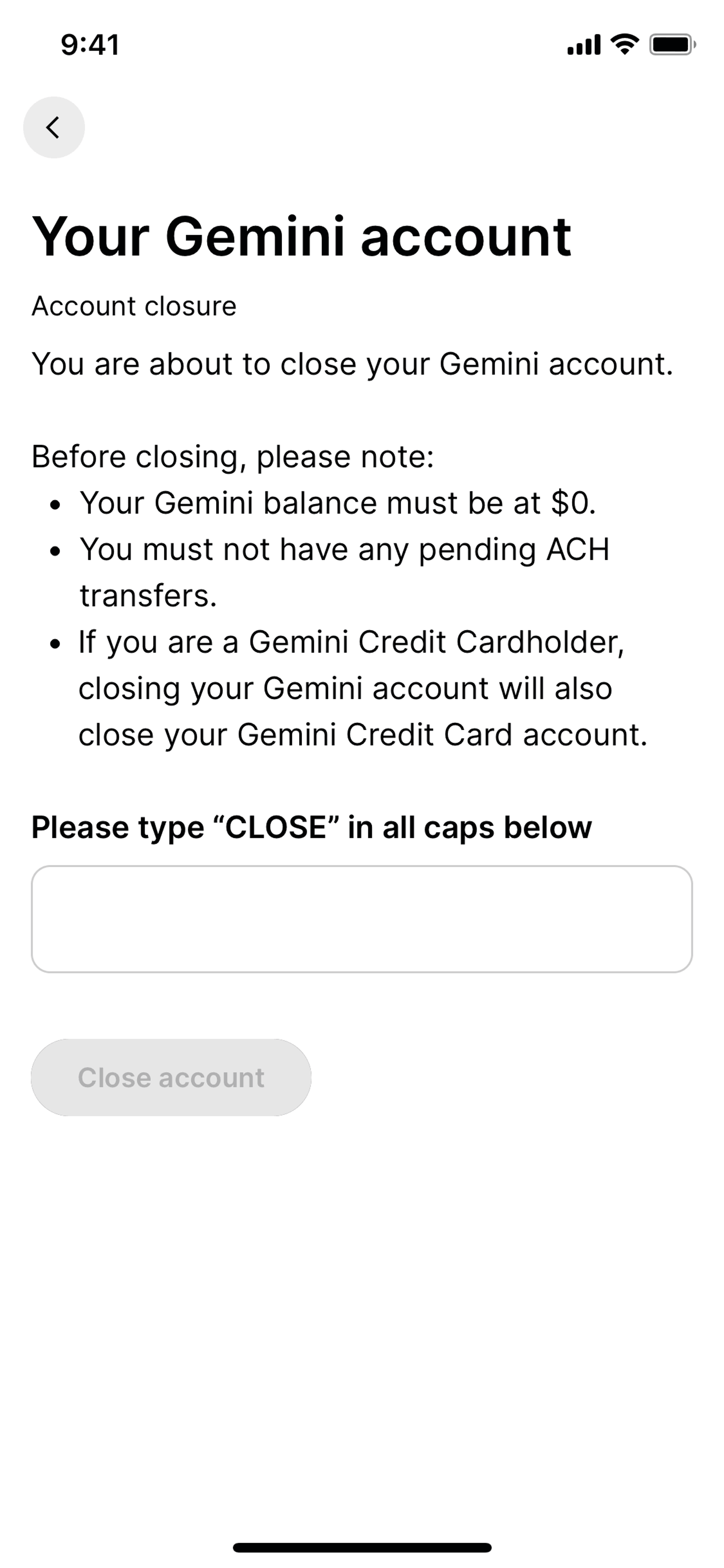 Gemini iOS Finance interface screenshot 24