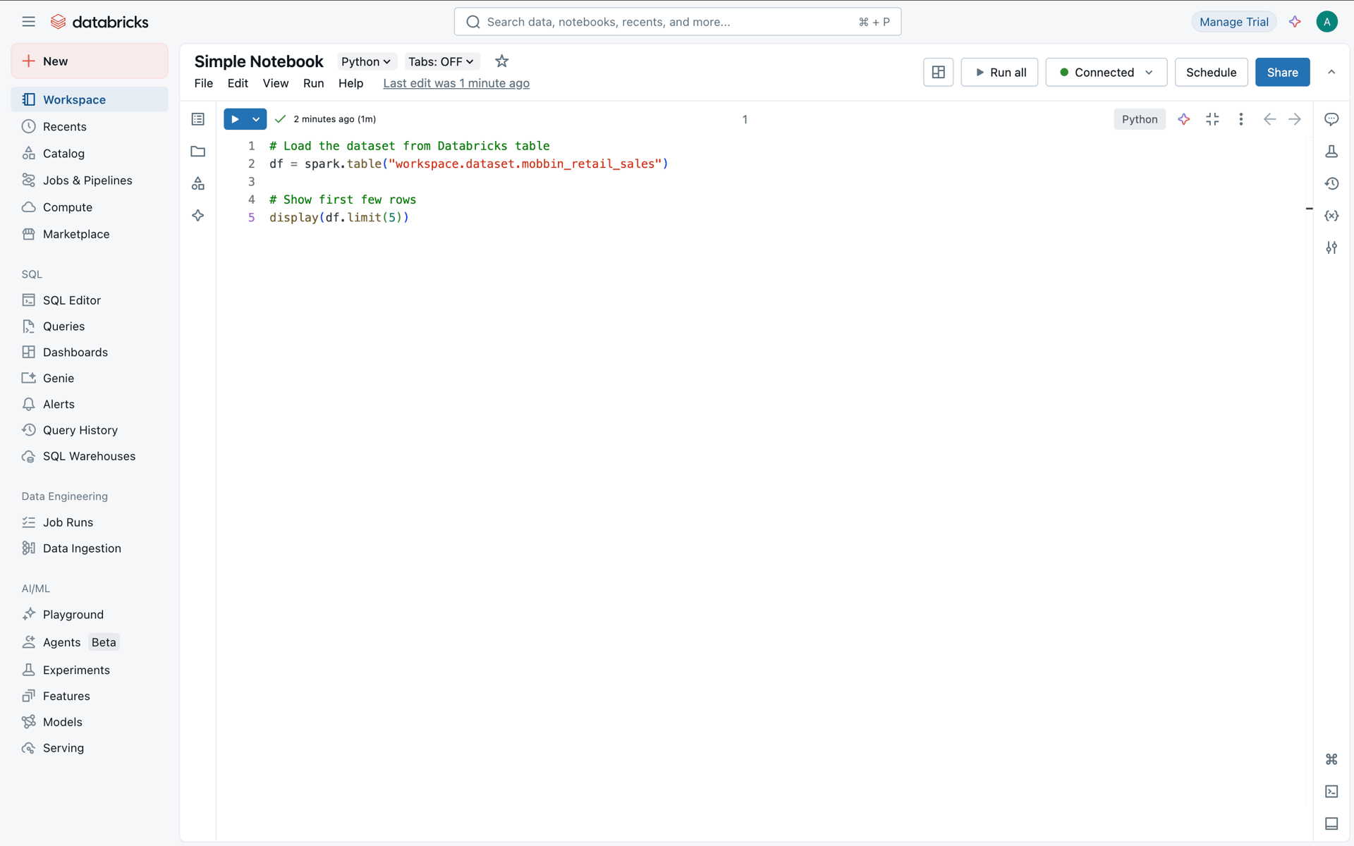 Databricks Web Developer Tools interface screenshot 13