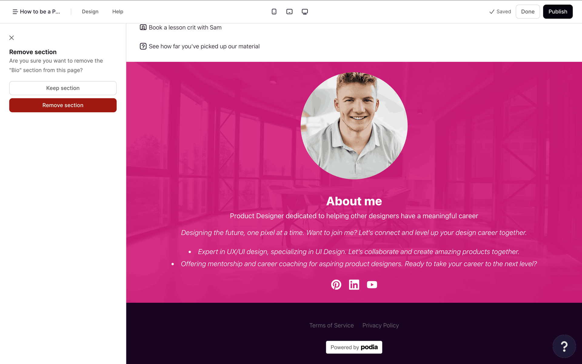 Podia Web Business interface screenshot 12