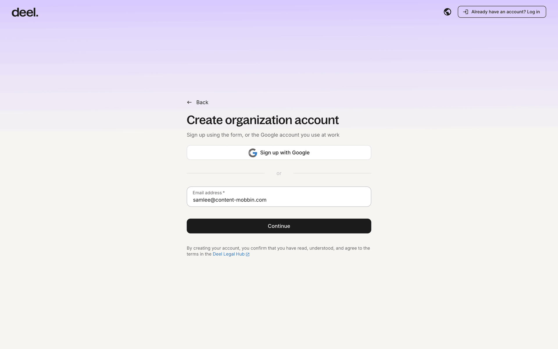 Onboarding on Deel (web) screen 4