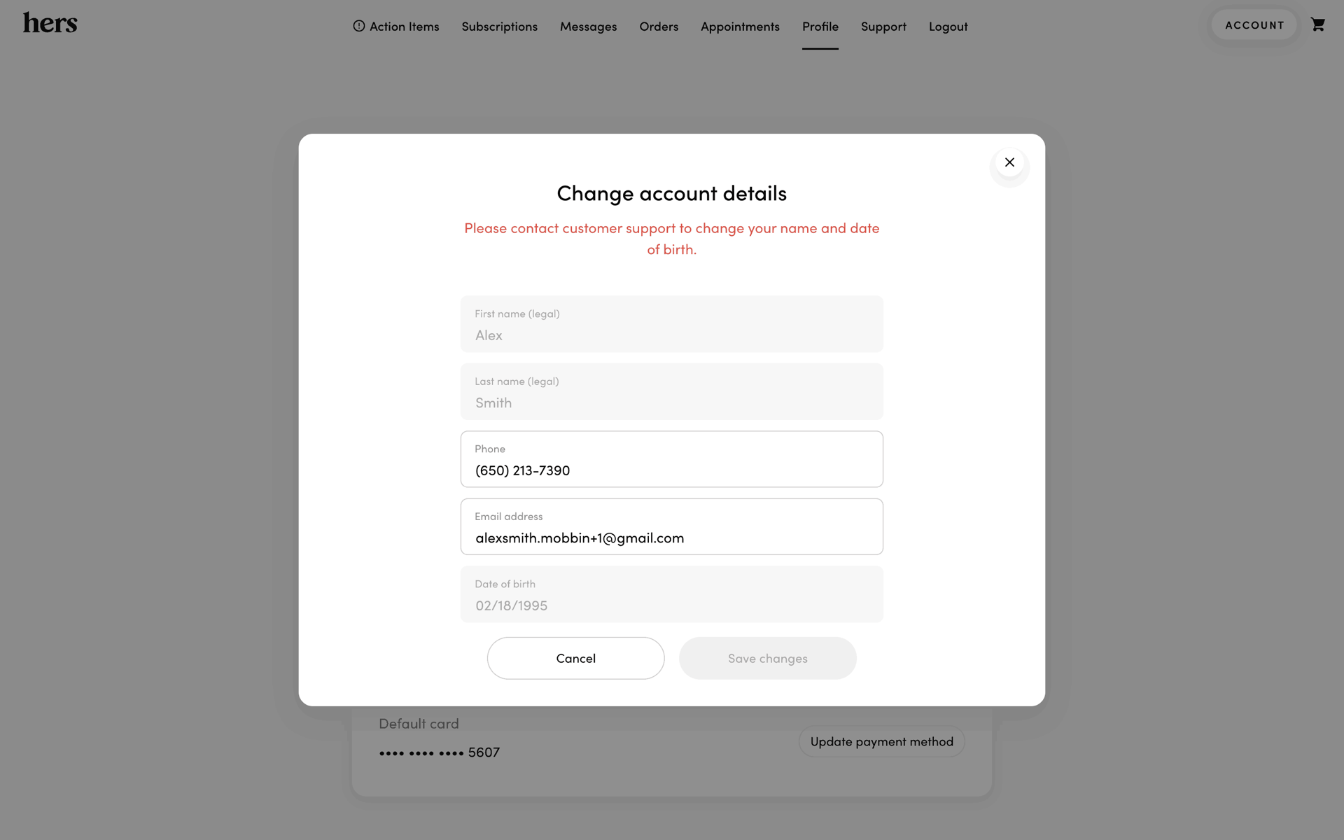 Hers Web Medical interface screenshot 6
