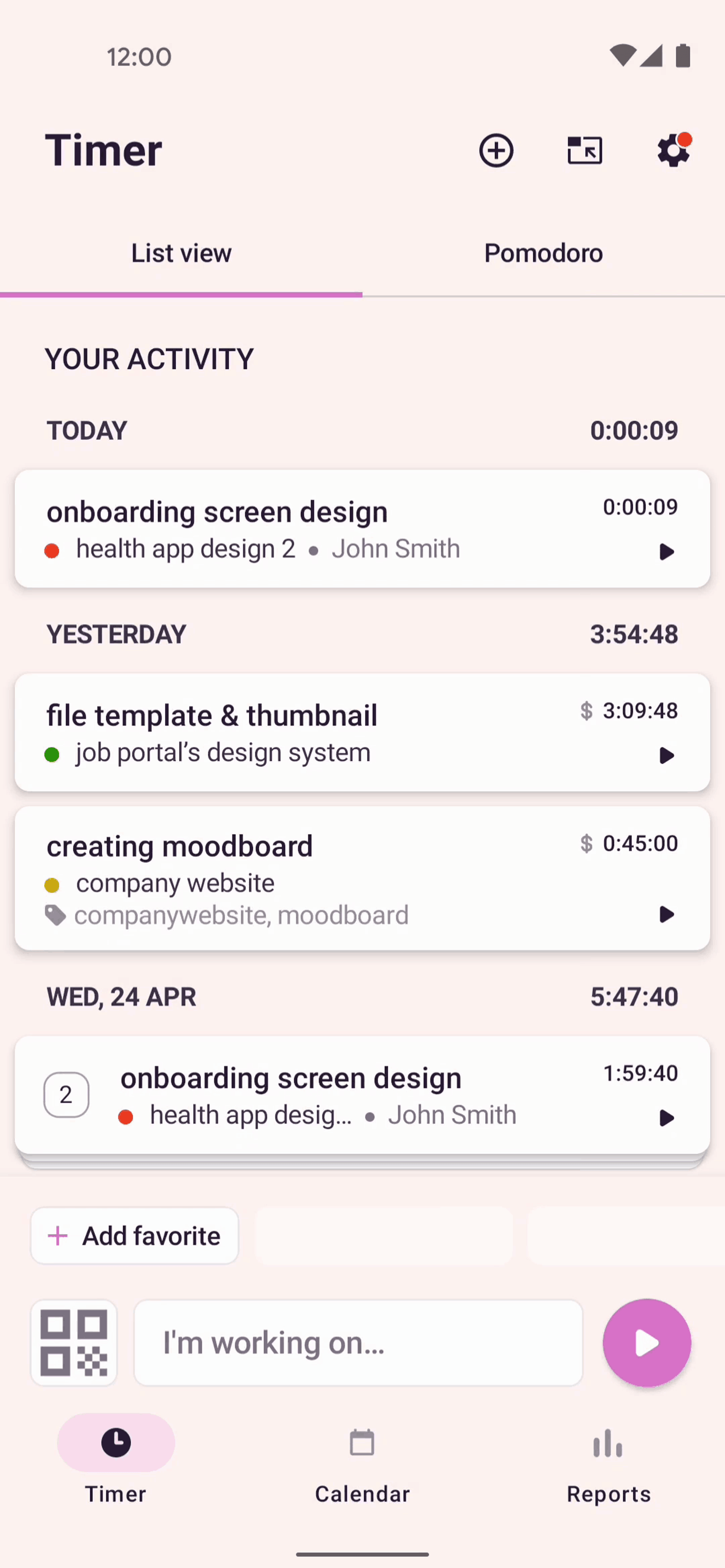Toggl Track Android Business interface screenshot 2