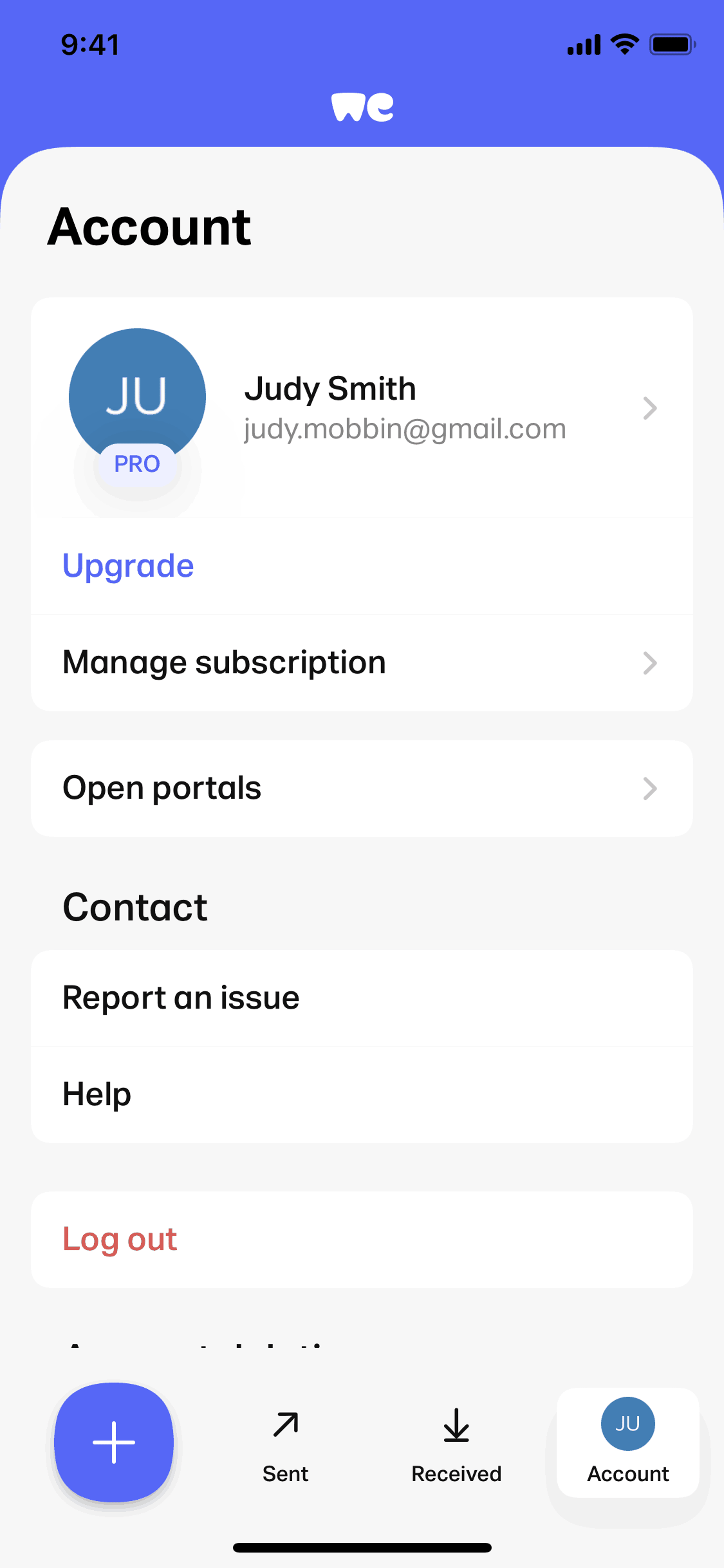 WeTransfer iOS Productivity interface screenshot 3