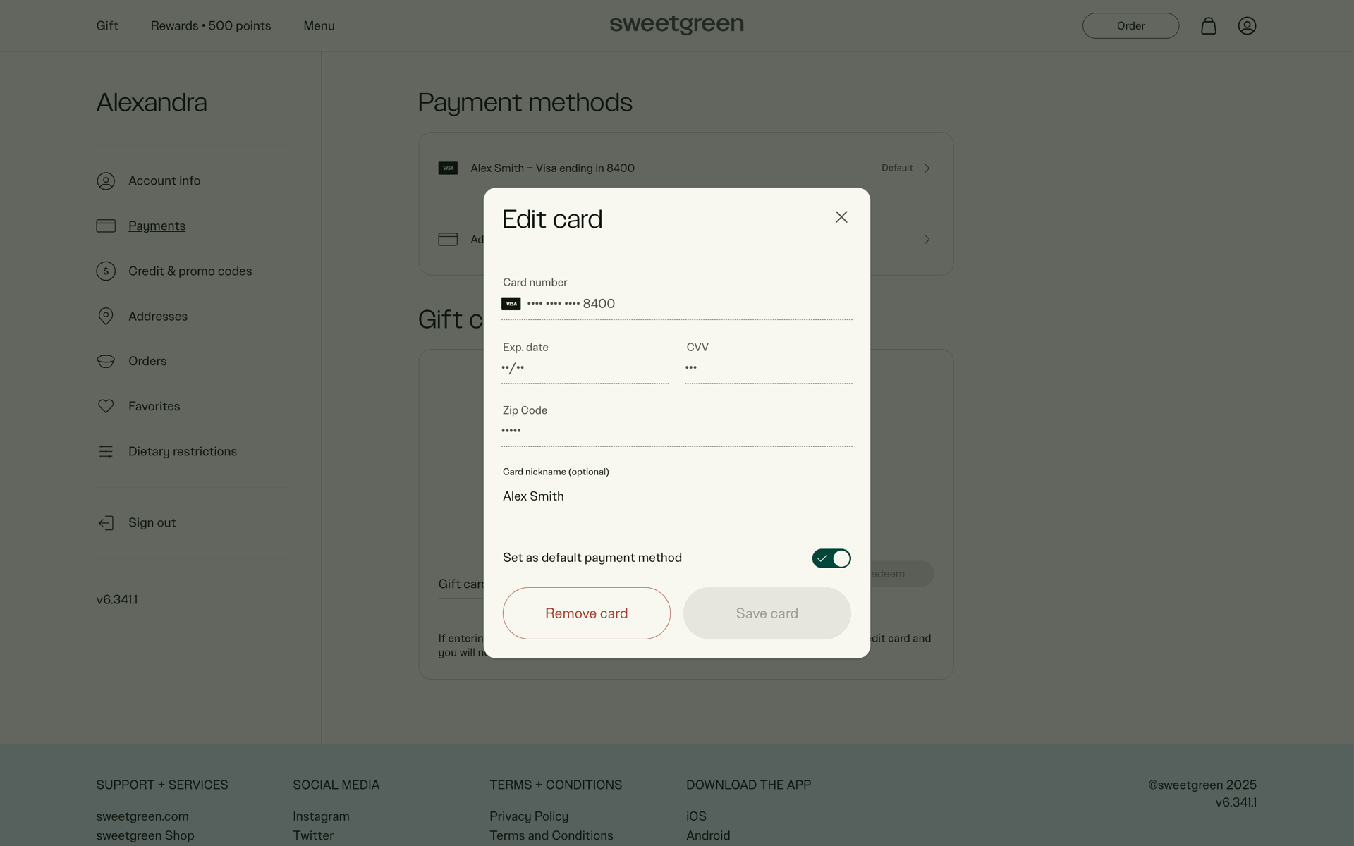 sweetgreen Web Food & Drink interface screenshot 15
