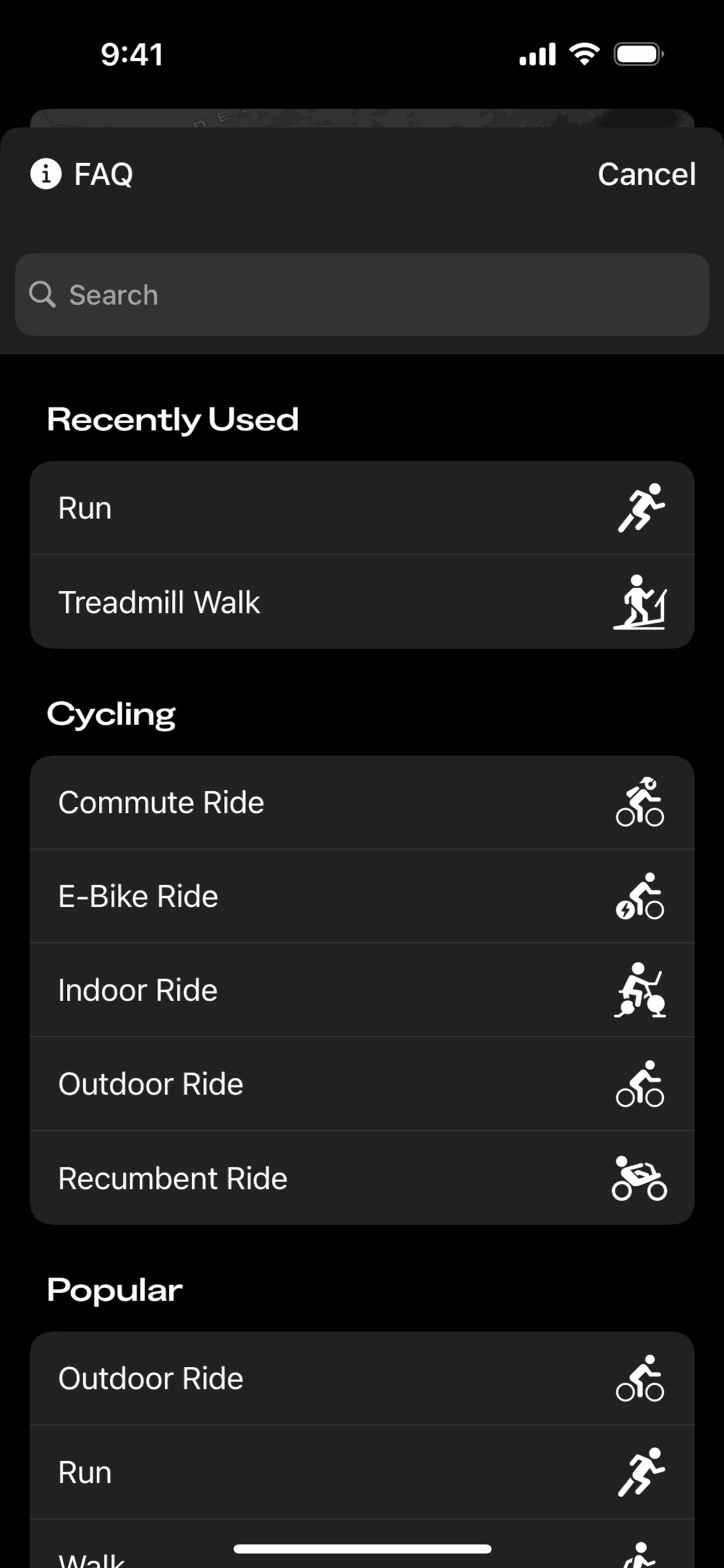 Sports app screen 1