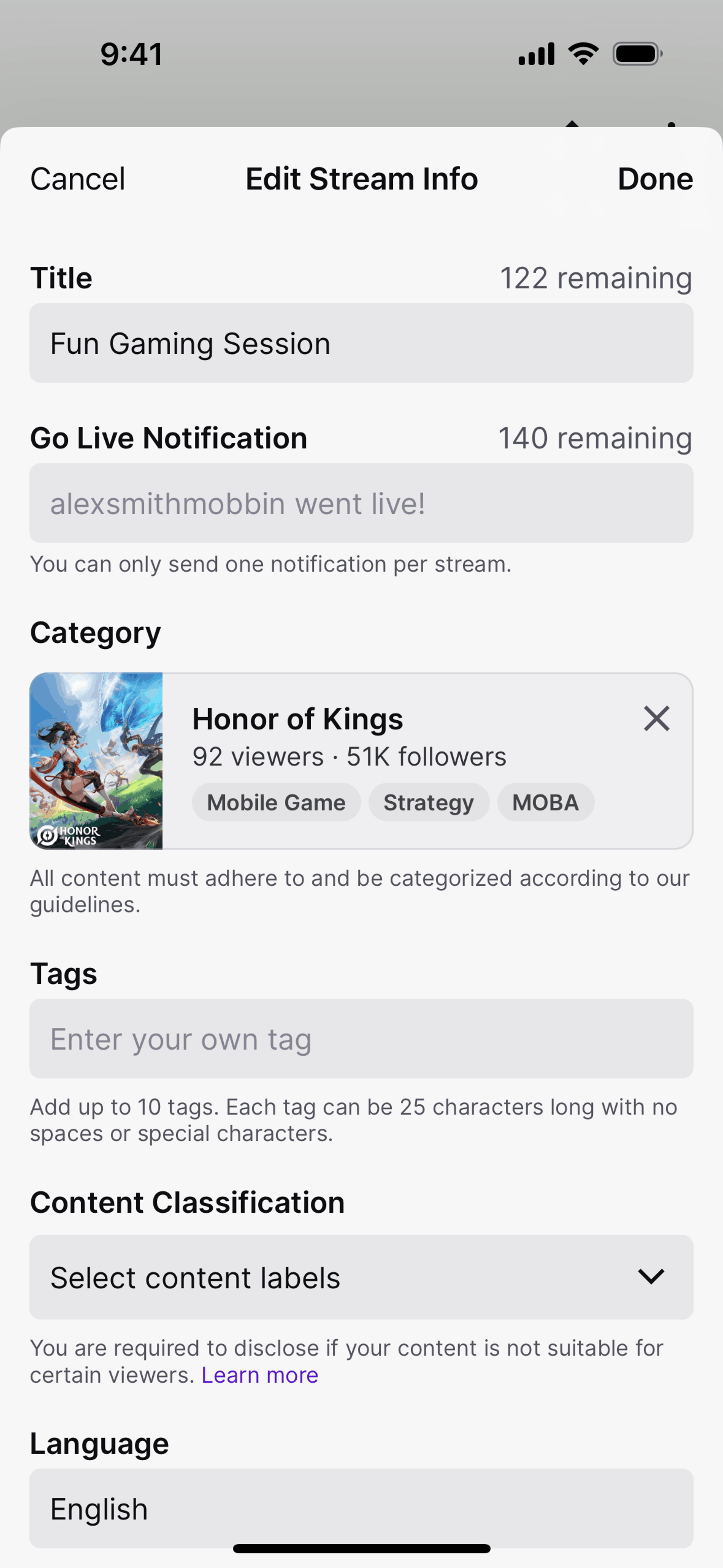 Twitch iOS Photo & Video interface screenshot 4