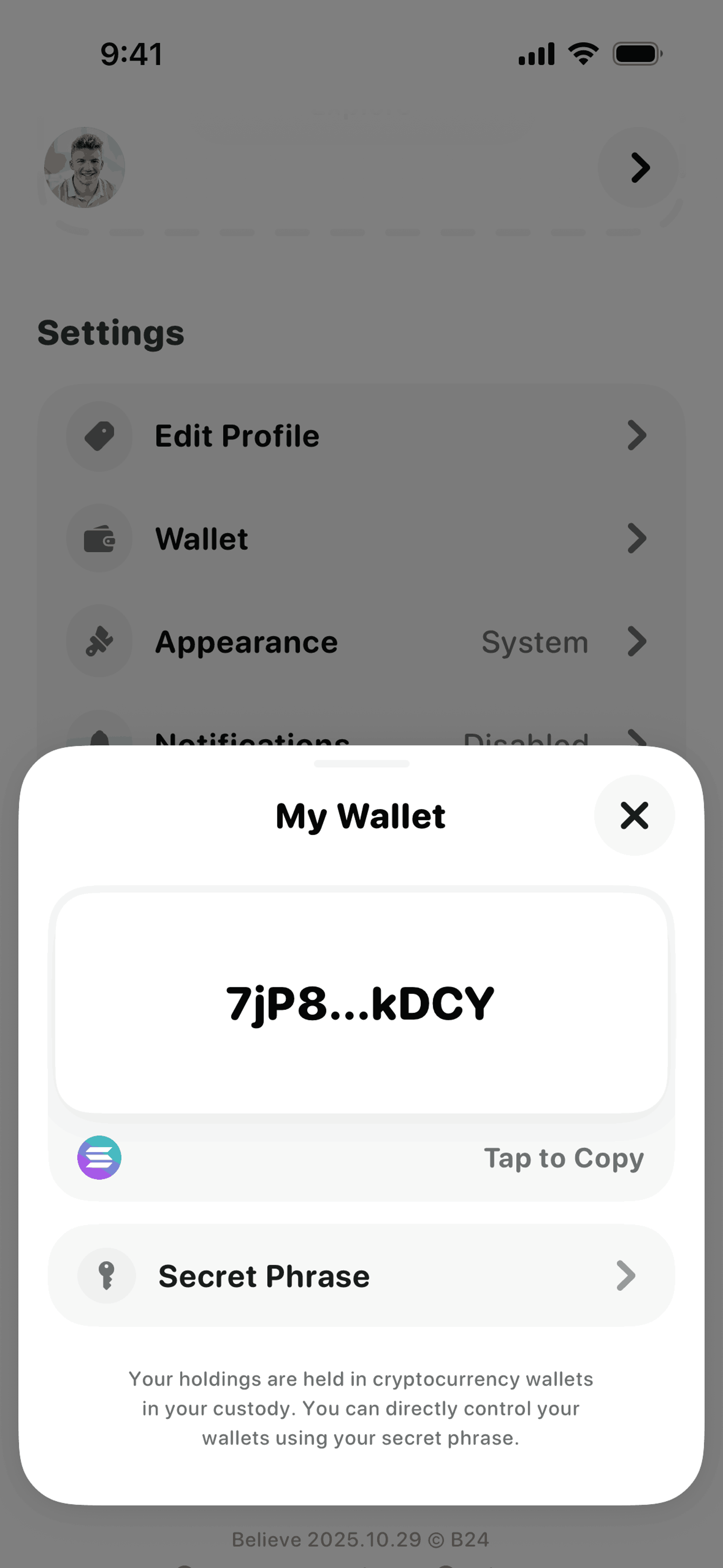Believe iOS Finance interface screenshot 23