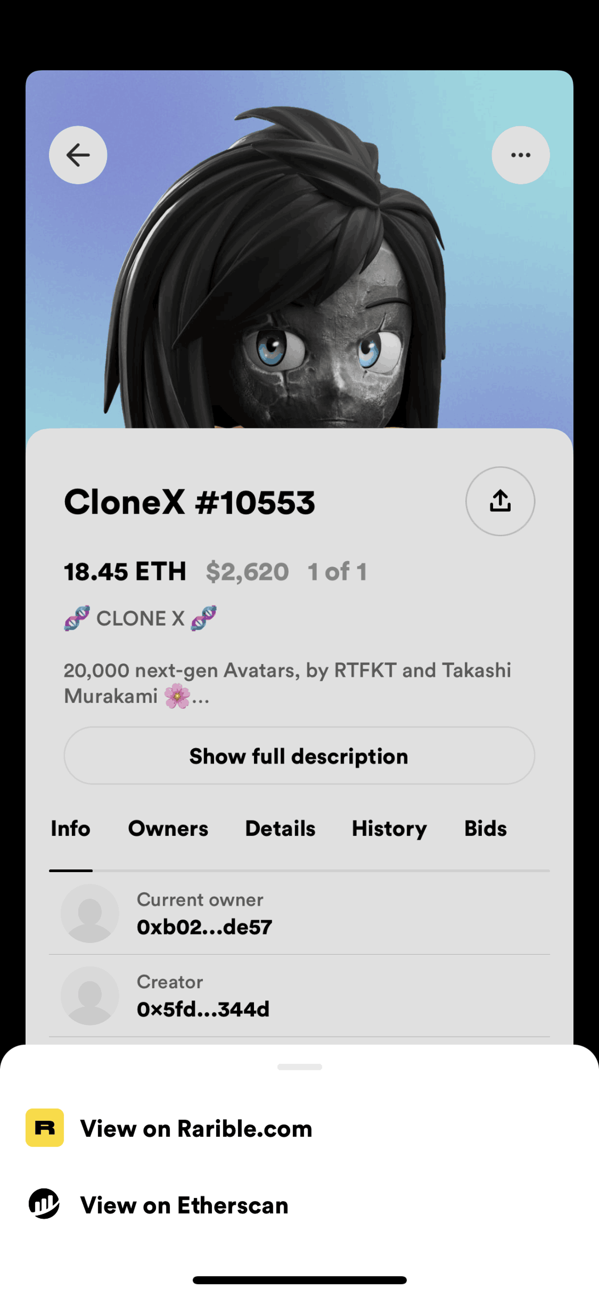 Rarible iOS Crypto & Web3 interface screenshot 18