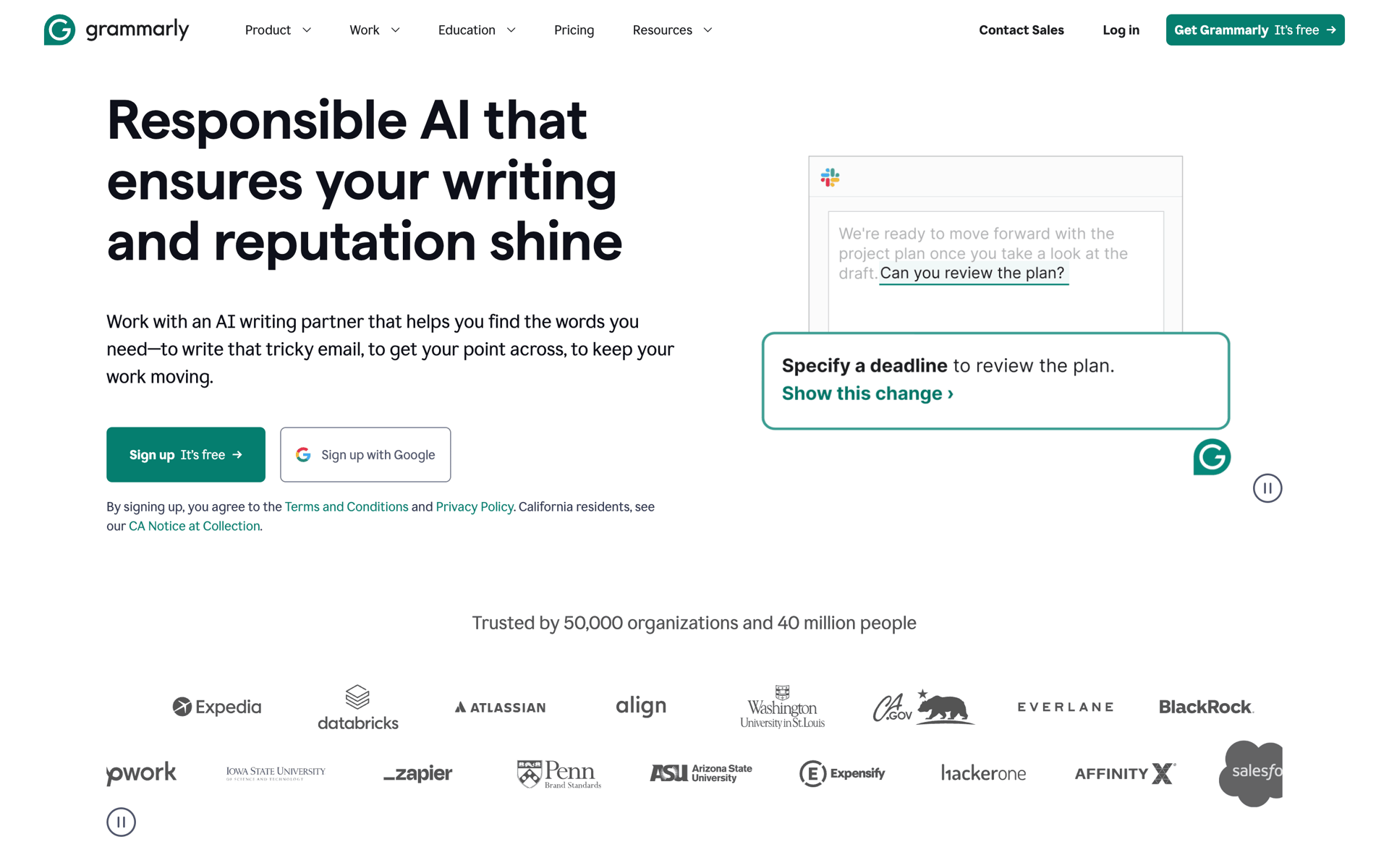 Grammarly Web AI interface screenshot 1