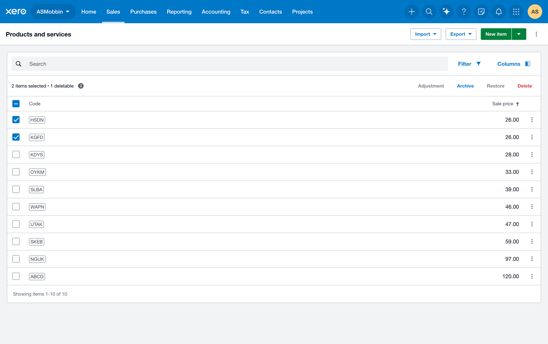 Xero Web Business interface screenshot 20