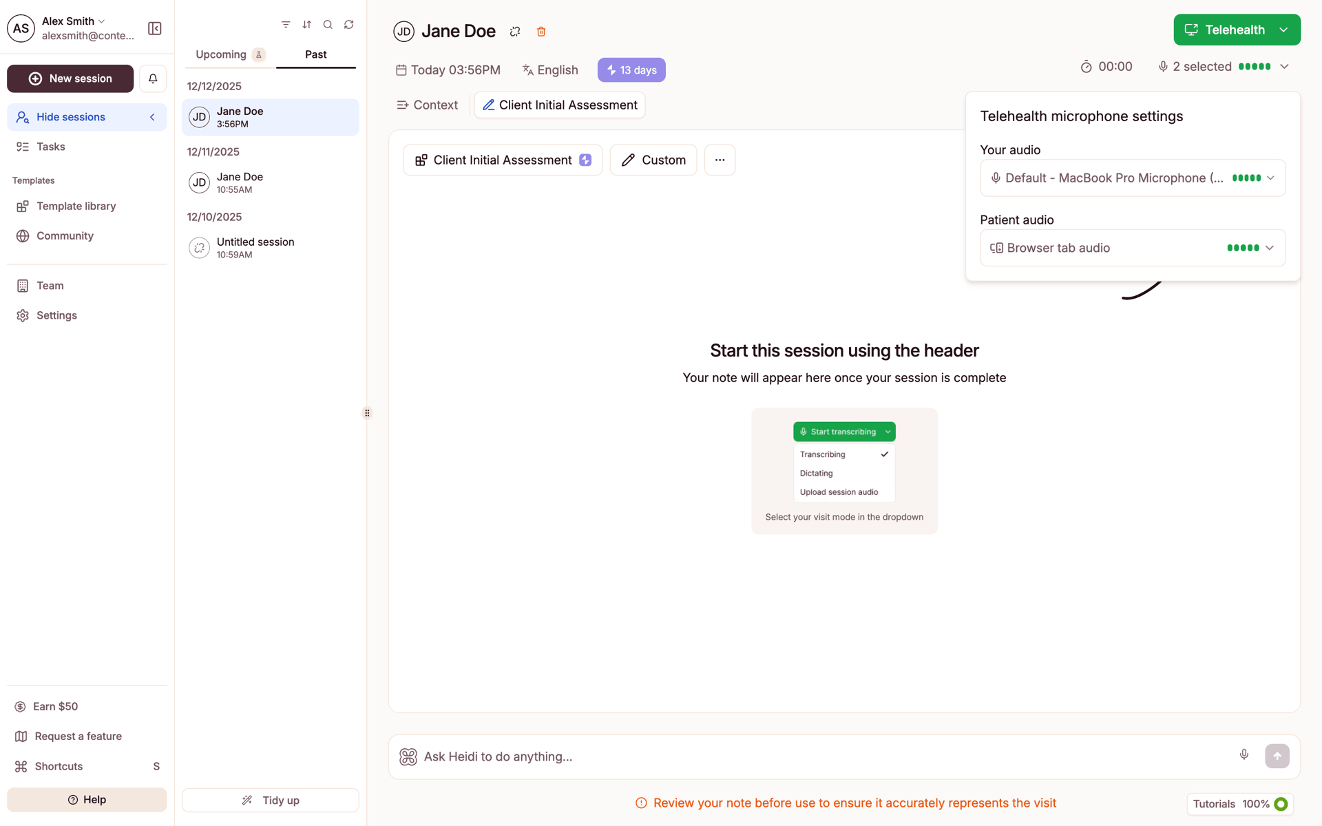 Heidi Web AI interface screenshot 18