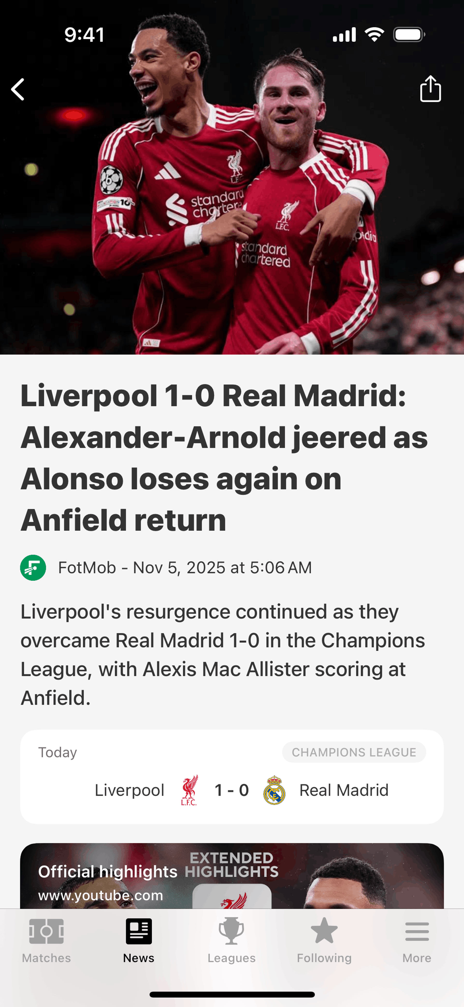 FotMob iOS Sports interface screenshot 11