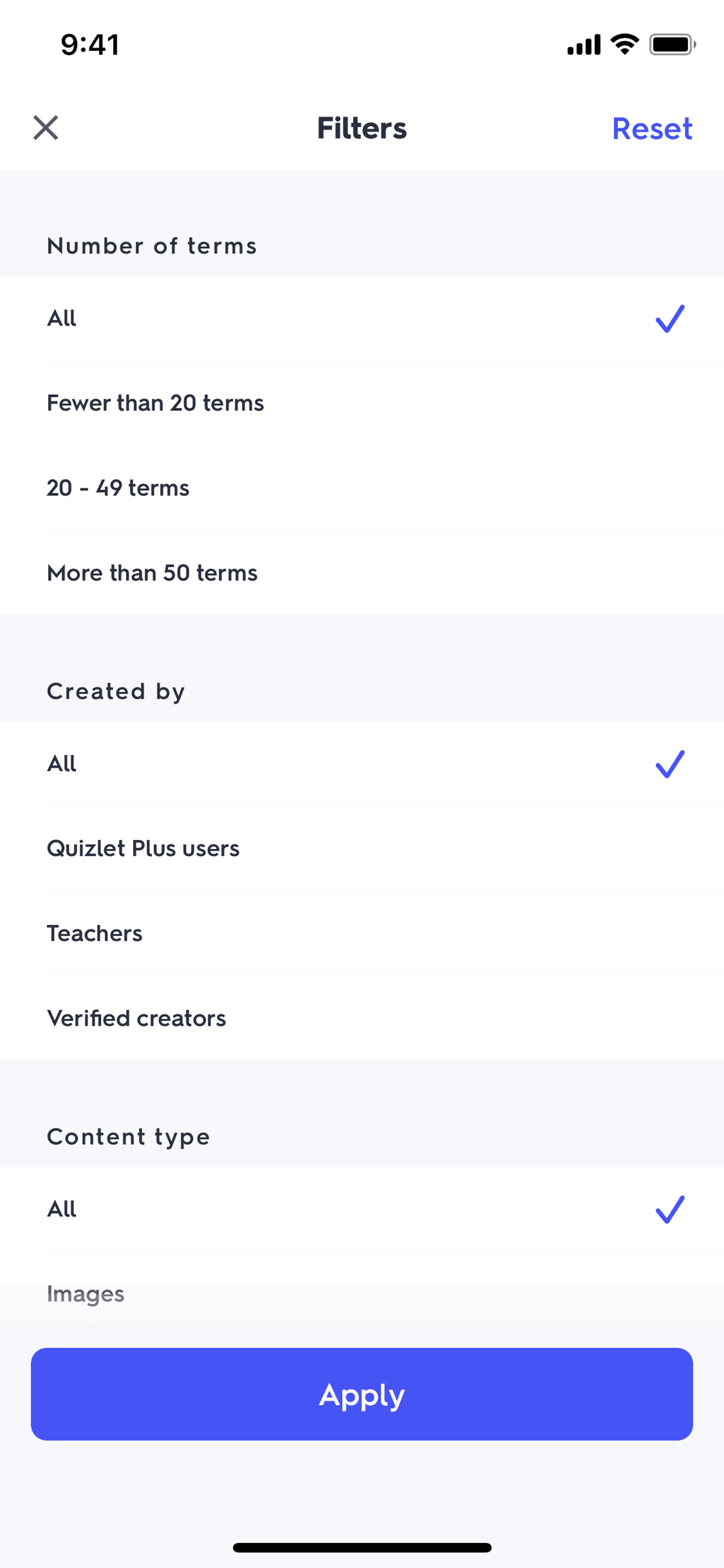 Quizlet iOS Education interface screenshot 5