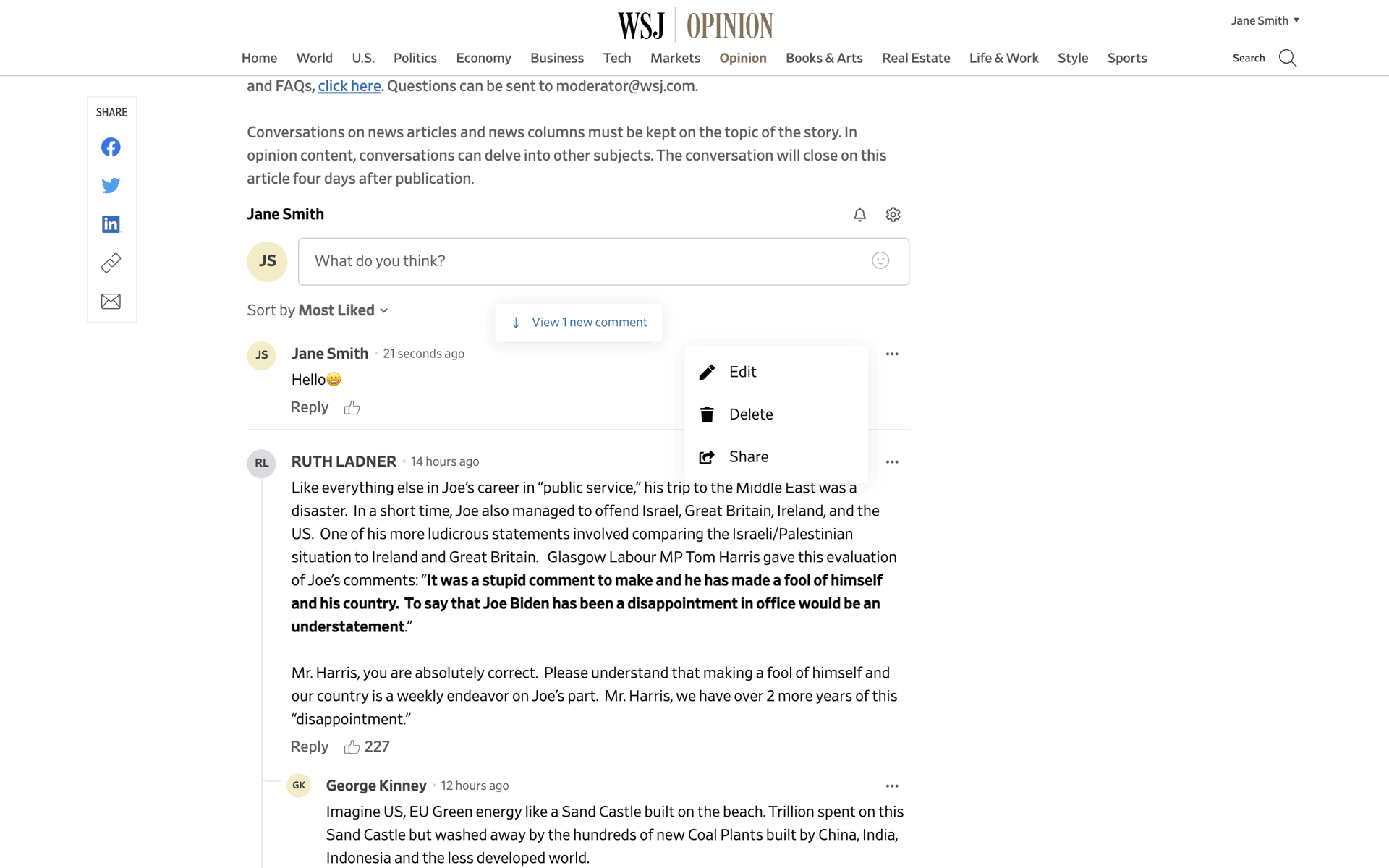 WSJ Web News interface screenshot 10