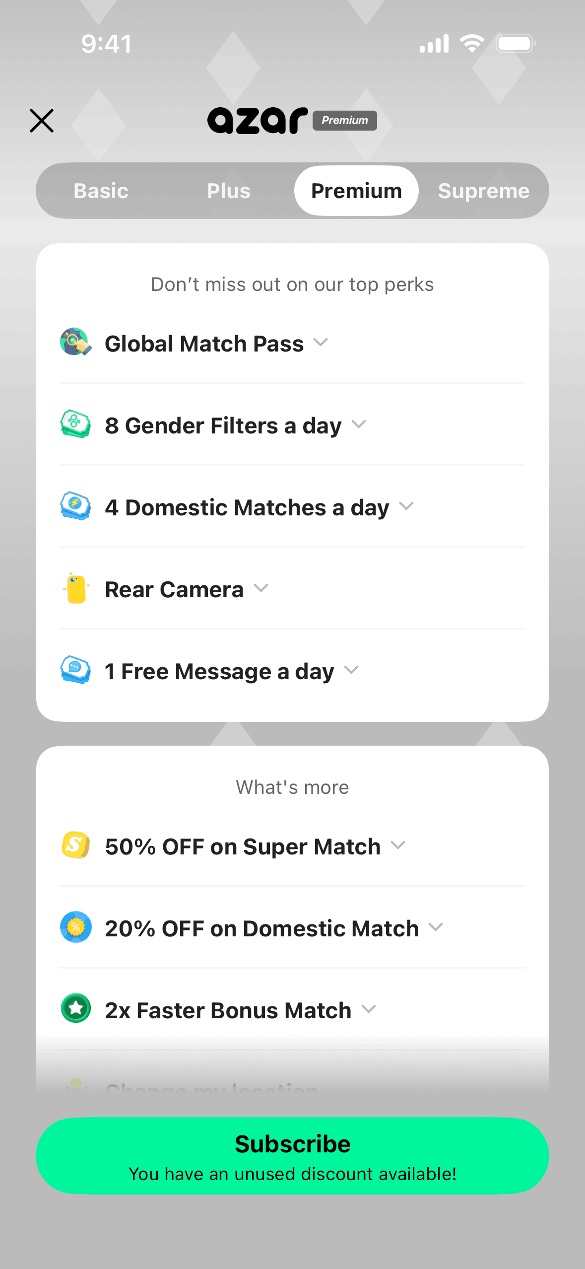 Azar iOS Social Networking interface screenshot 17