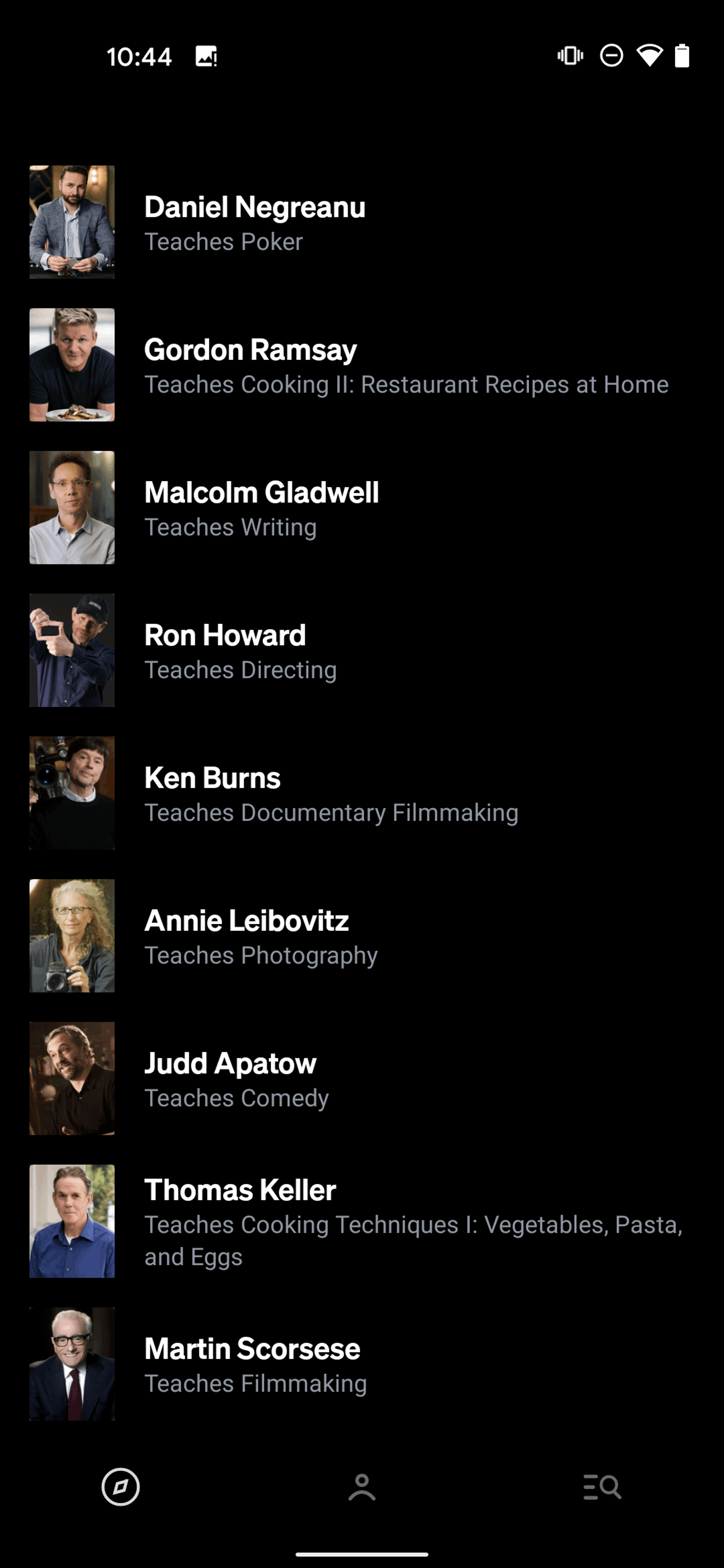 MasterClass Android Education interface screenshot 16
