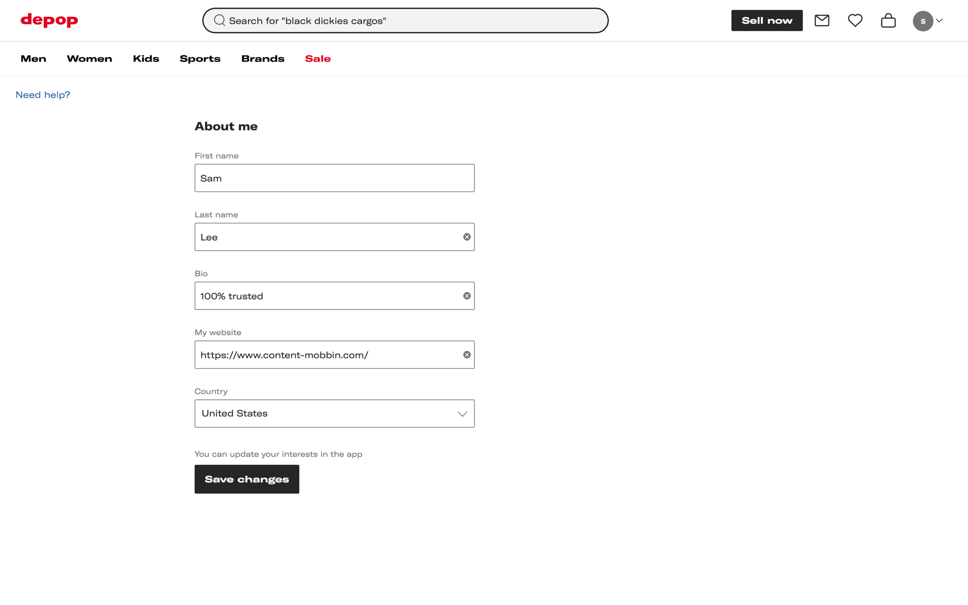 Depop Web Shopping interface screenshot 16