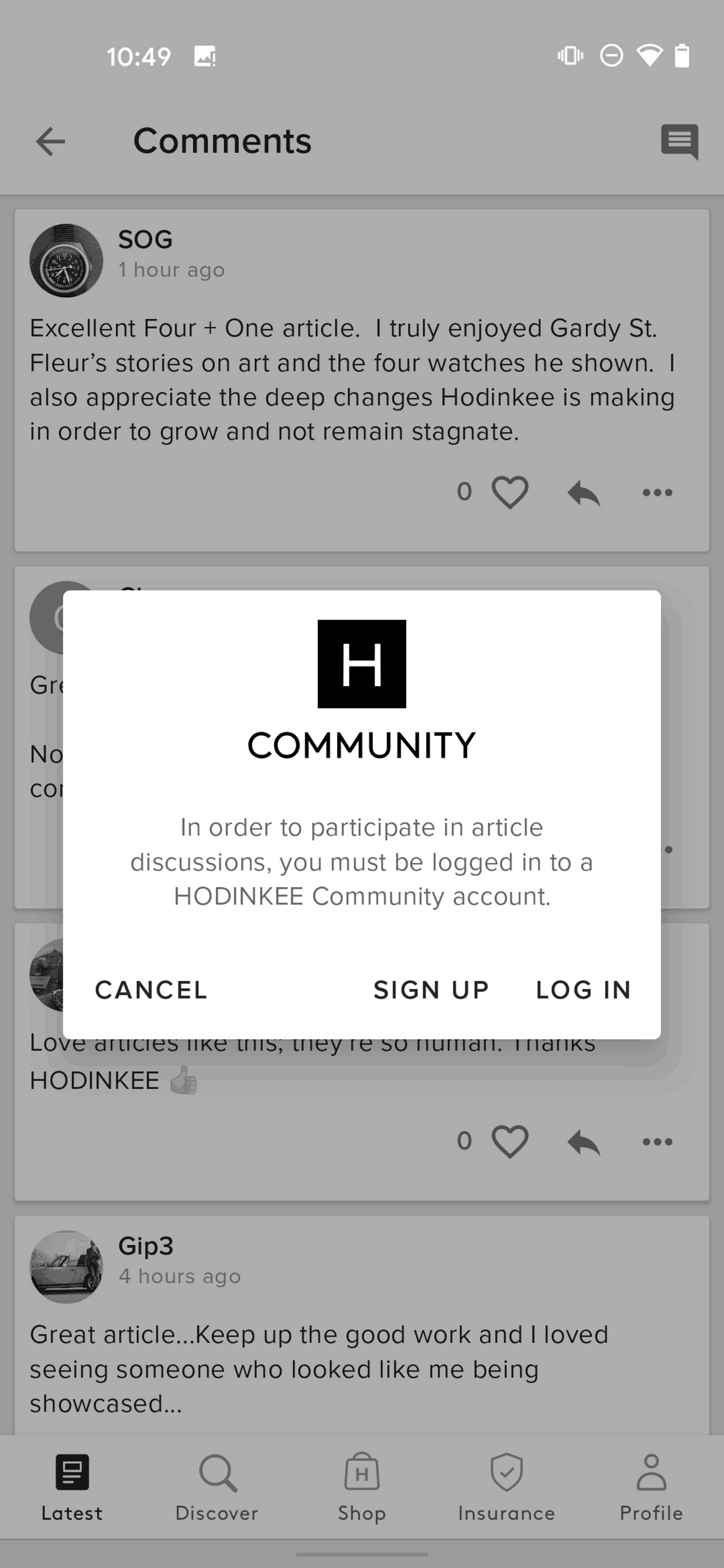 HODINKEE Android Lifestyle interface screenshot 8