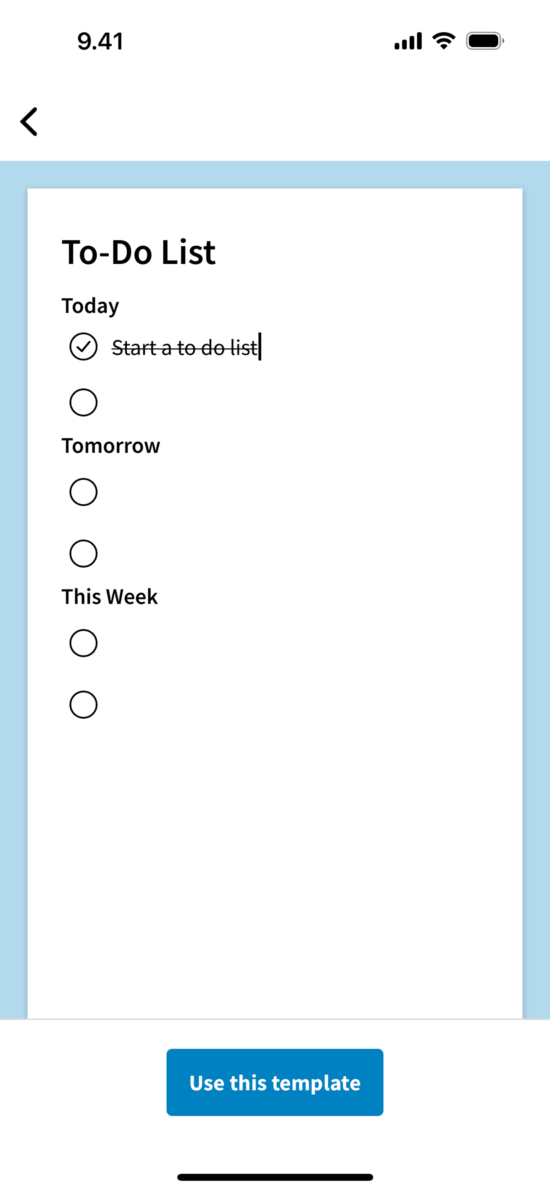 Using a template on Evernote (ios) screen 2