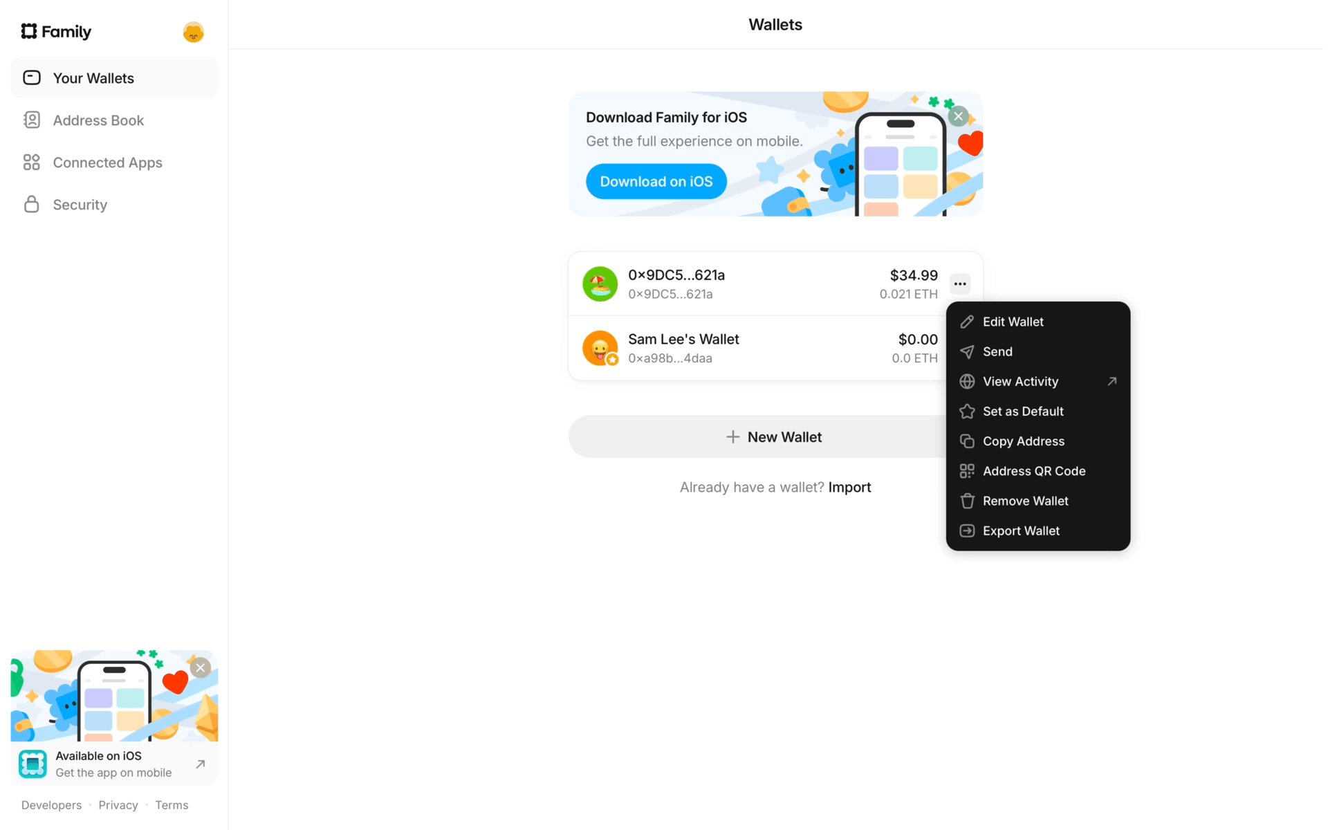 Family Web Crypto & Web3 interface screenshot 22
