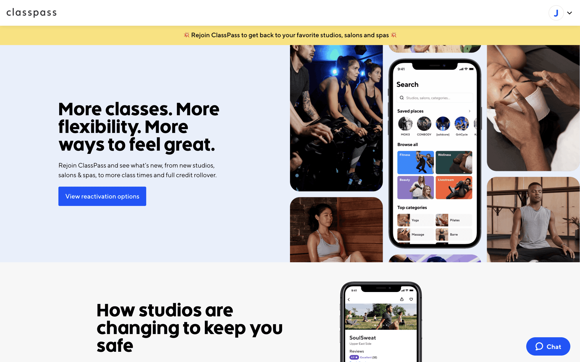 ClassPass Web Health & Fitness interface screenshot 14
