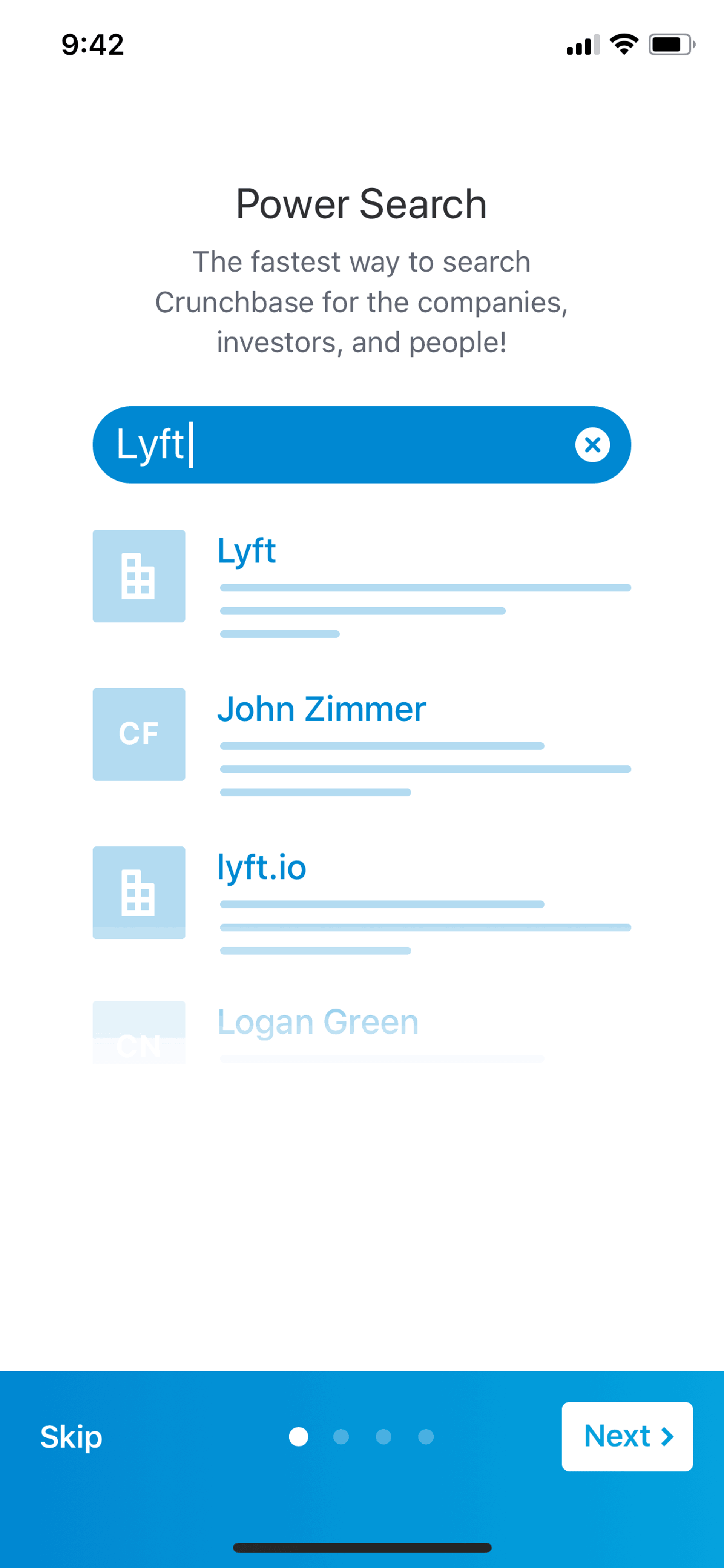 Crunchbase iOS Business interface screenshot 1