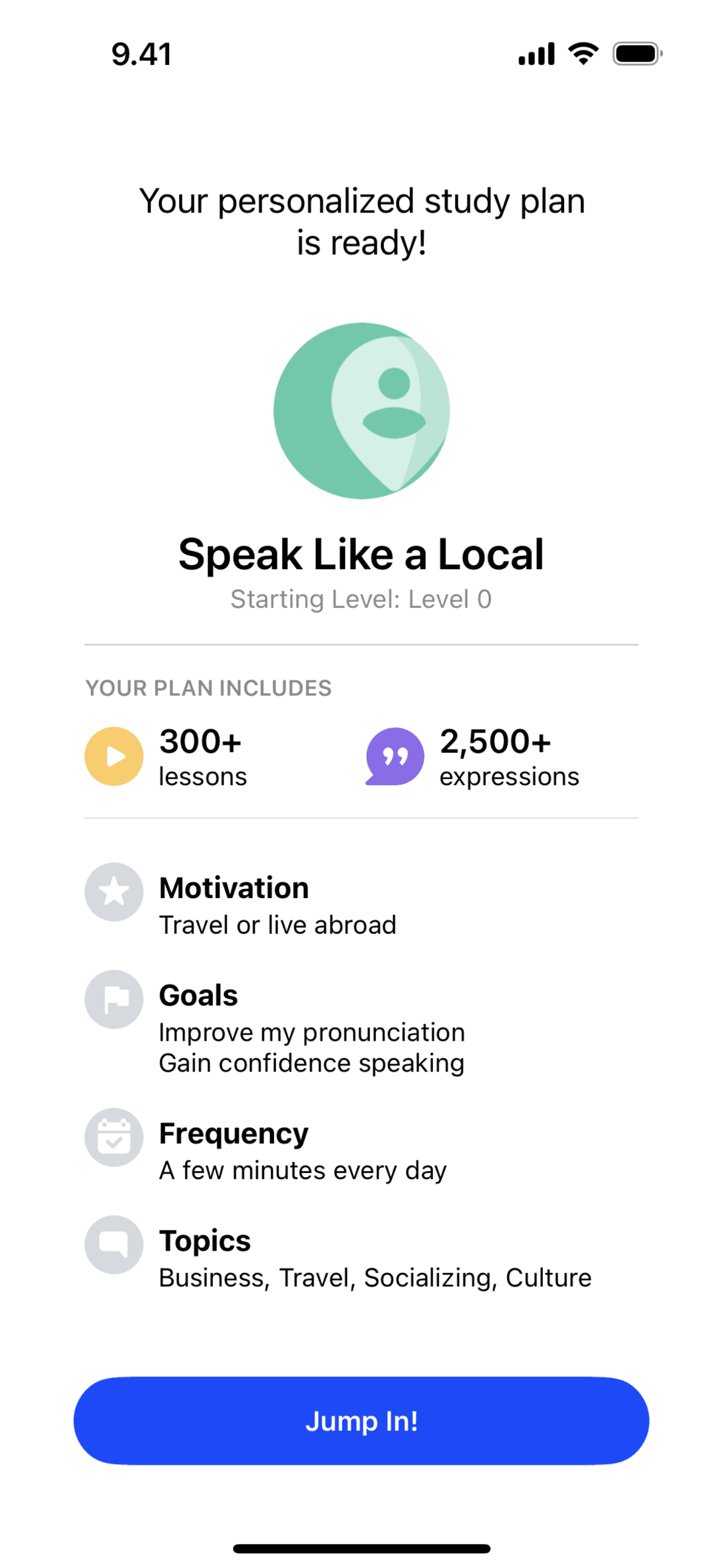 Speak iOS Education interface screenshot 24