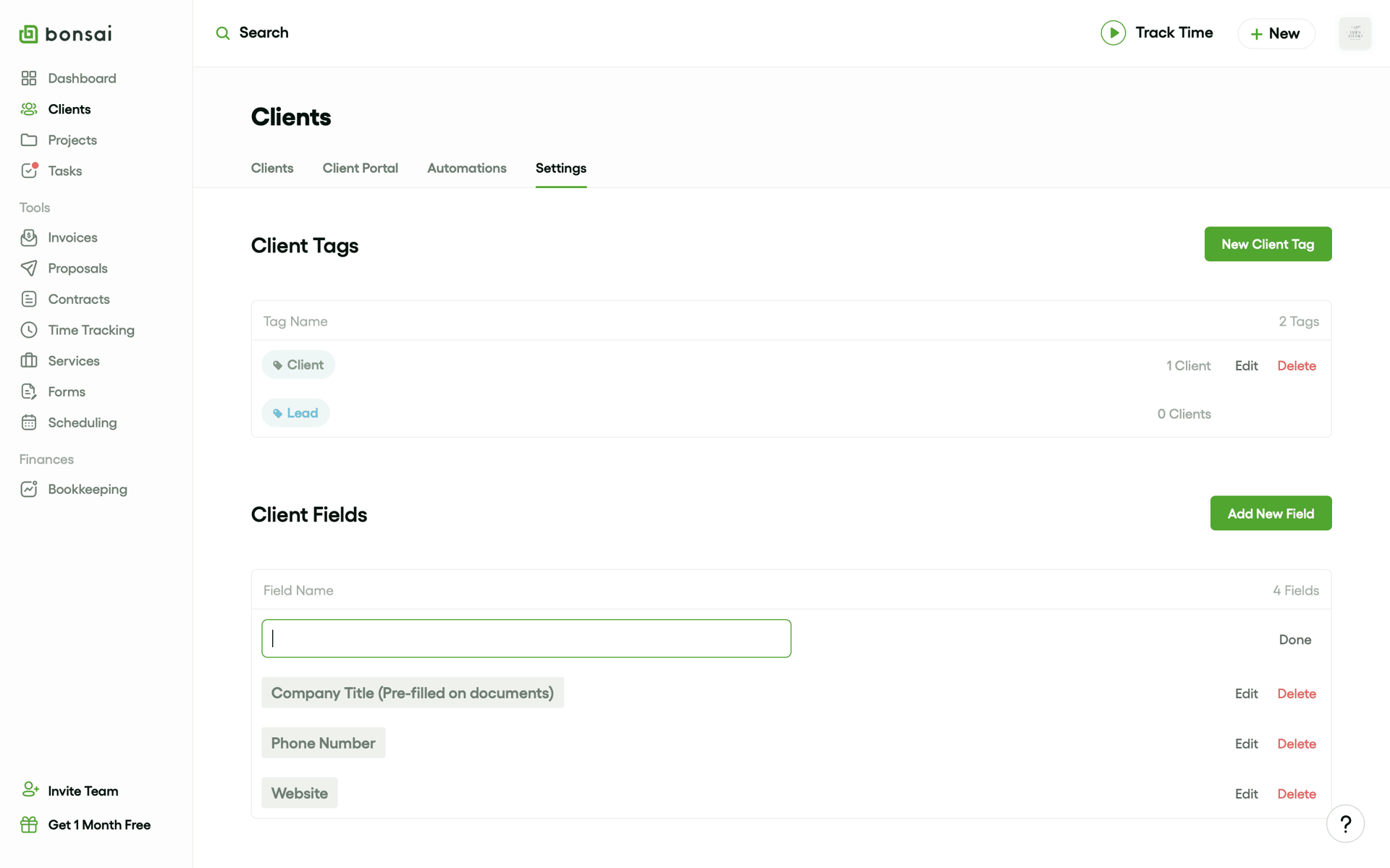 Bonsai Web Finance interface screenshot 17