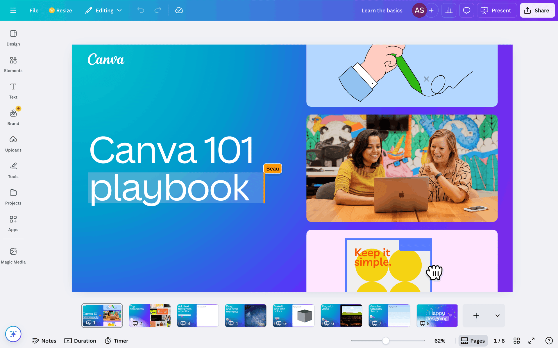 Completing tour on Canva (web) screen 3