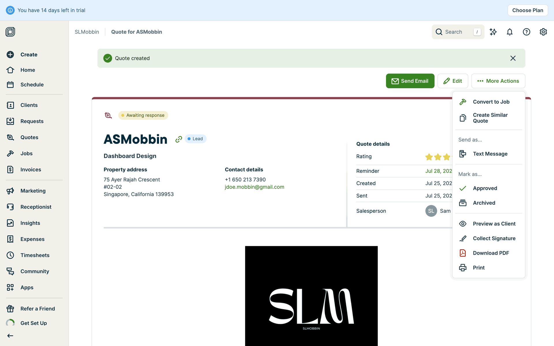 Jobber Web Business interface screenshot 22
