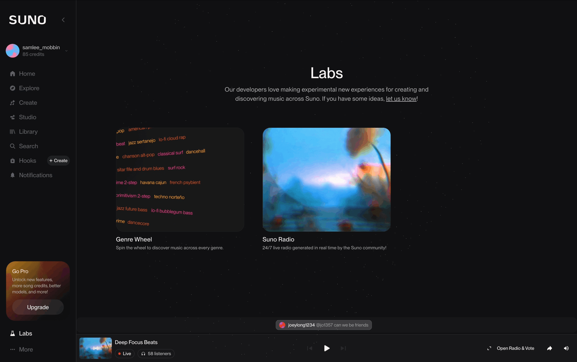 Suno Web AI interface screenshot 22
