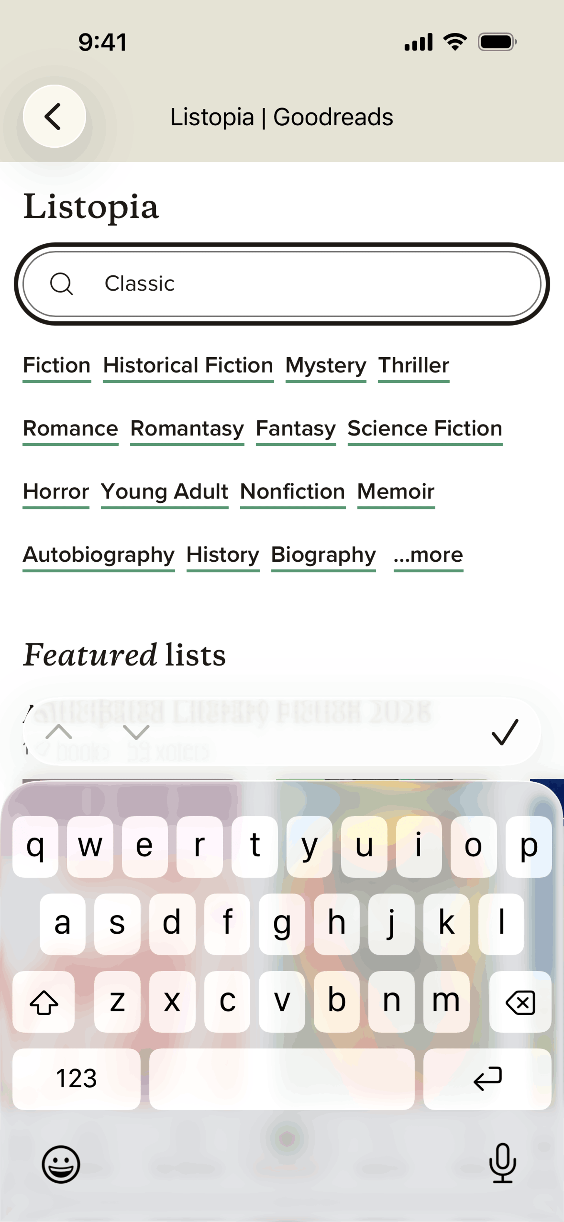 Goodreads iOS Education interface screenshot 19