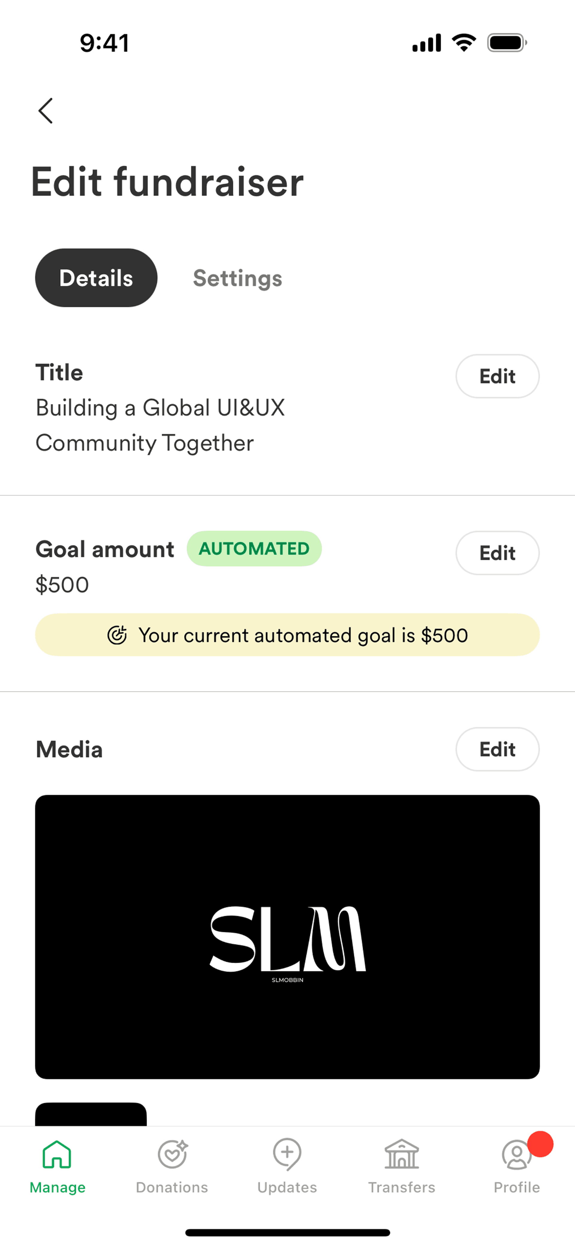 GoFundMe iOS Social Networking interface screenshot 15