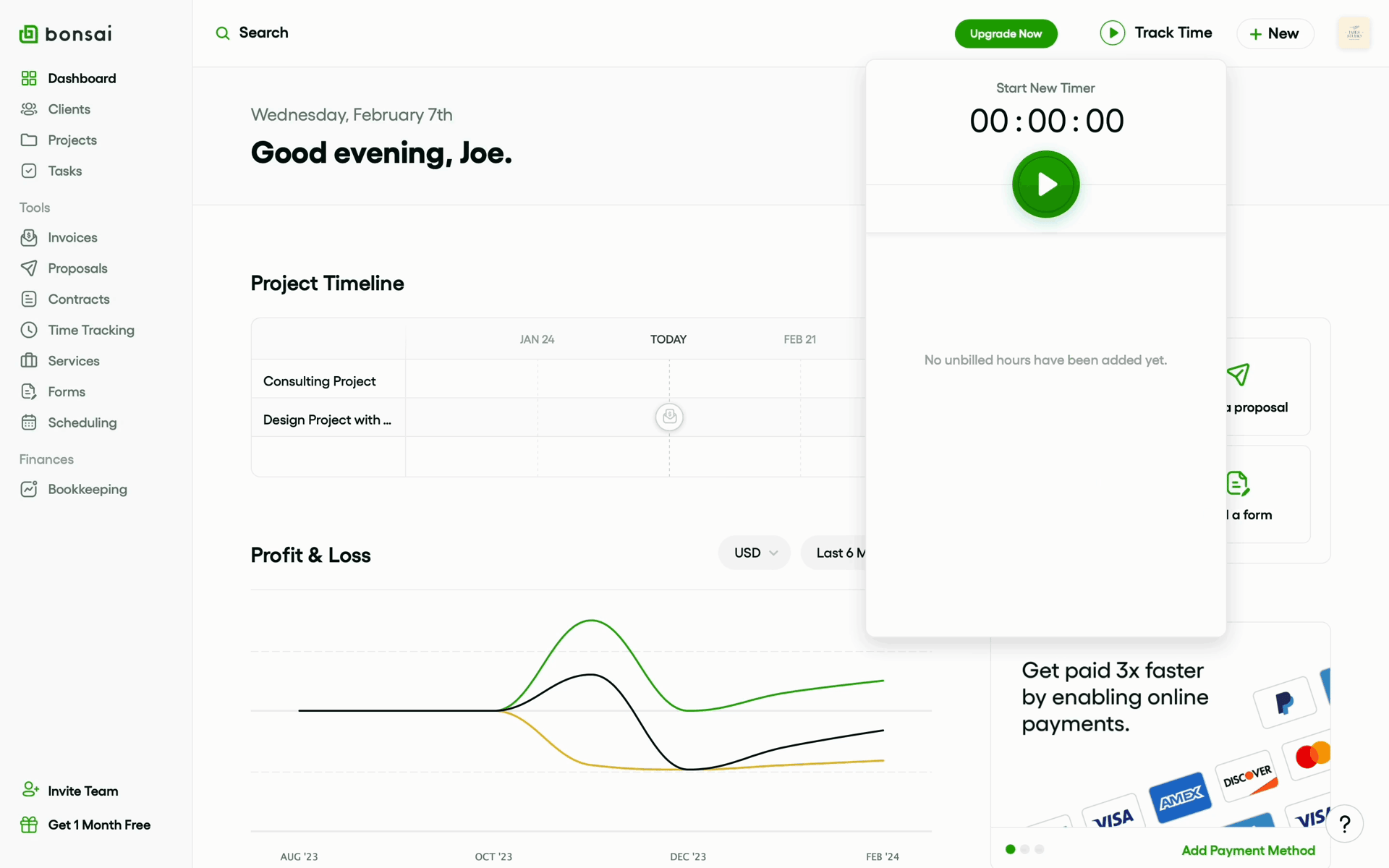 Bonsai Web Finance interface screenshot 11