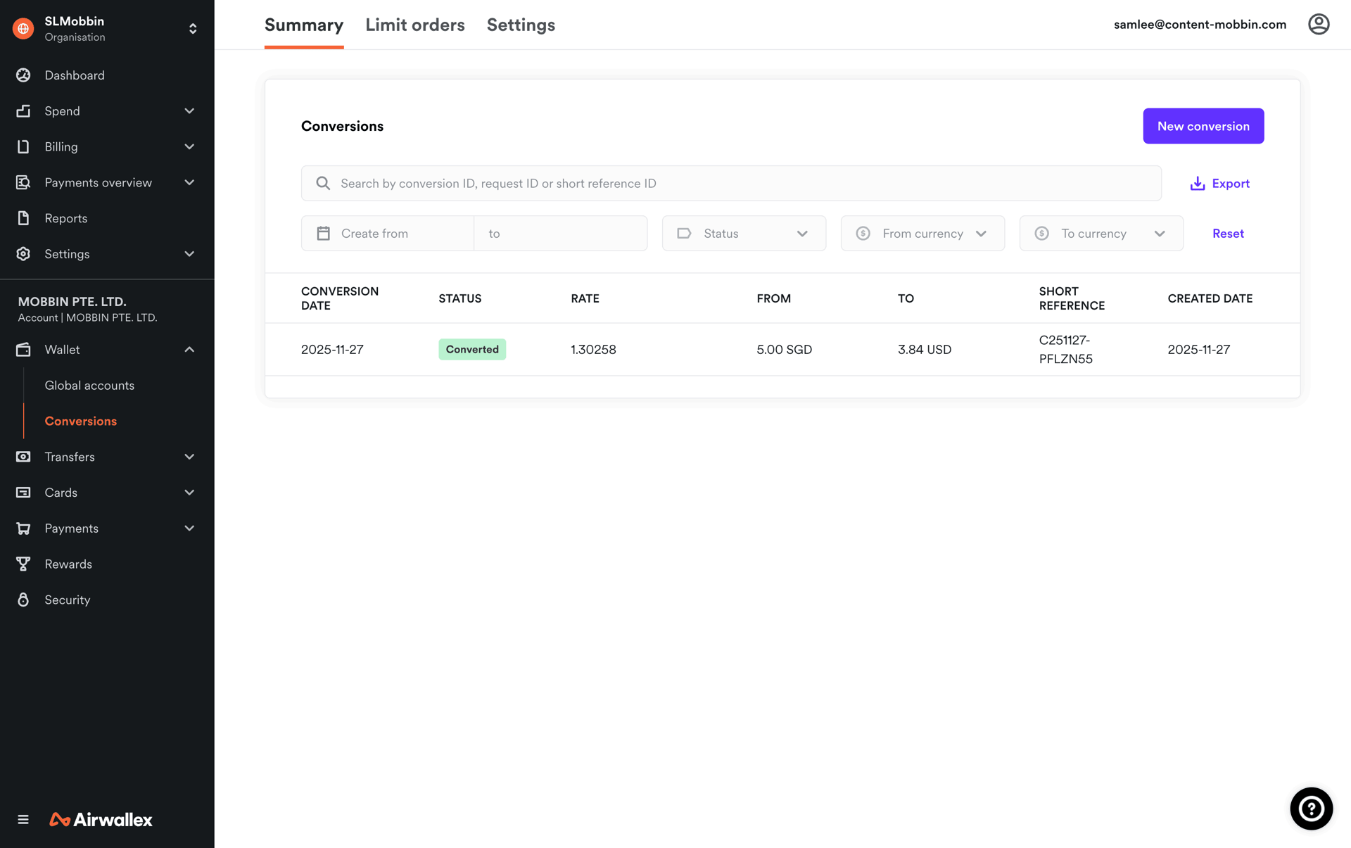 Airwallex Web Finance interface screenshot 12