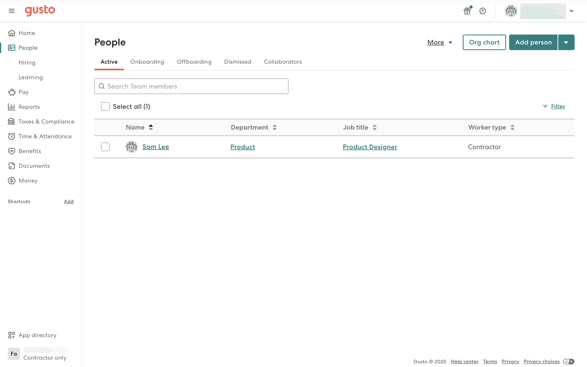 Gusto Web Finance interface screenshot 13