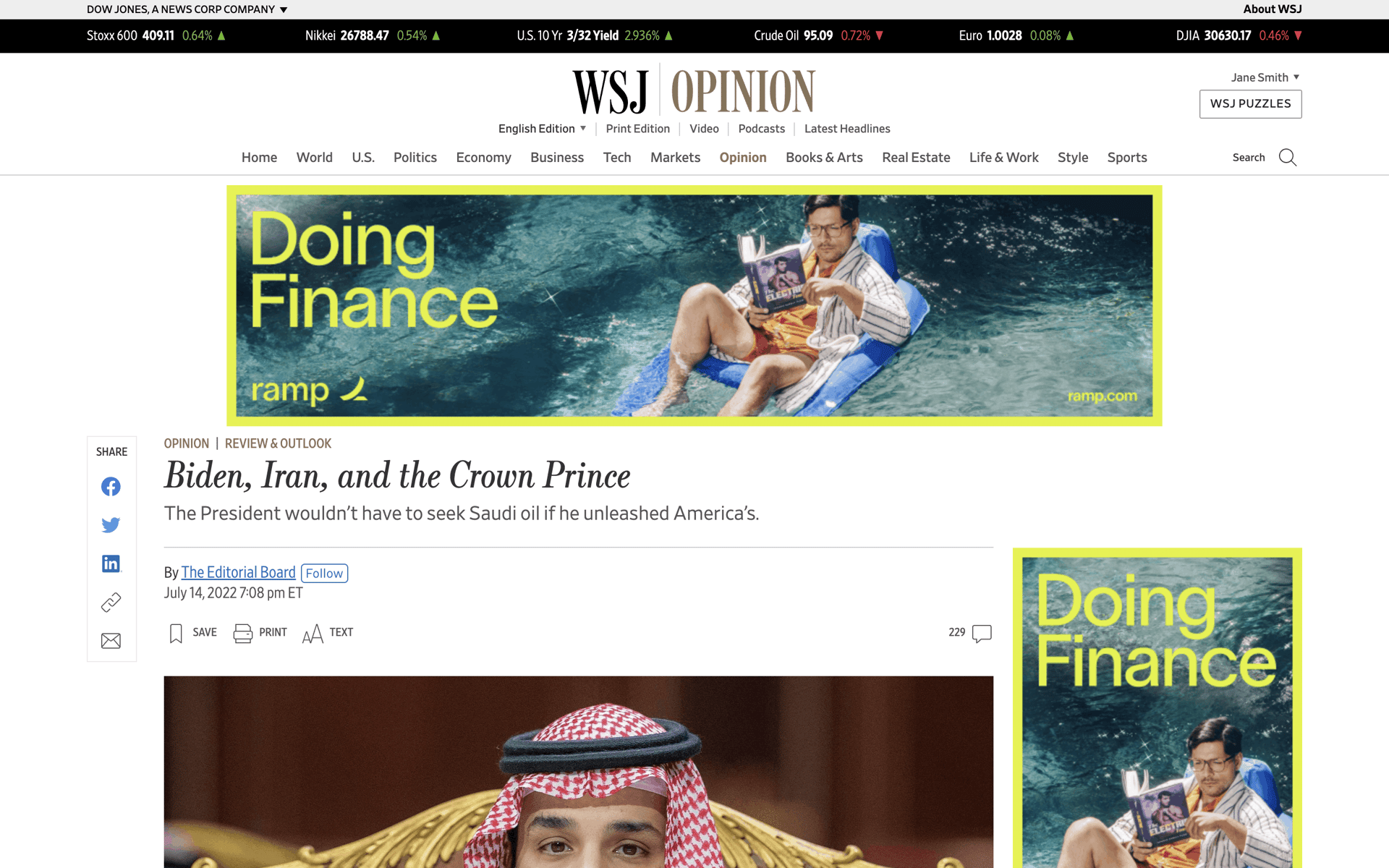 WSJ Web News interface screenshot 5