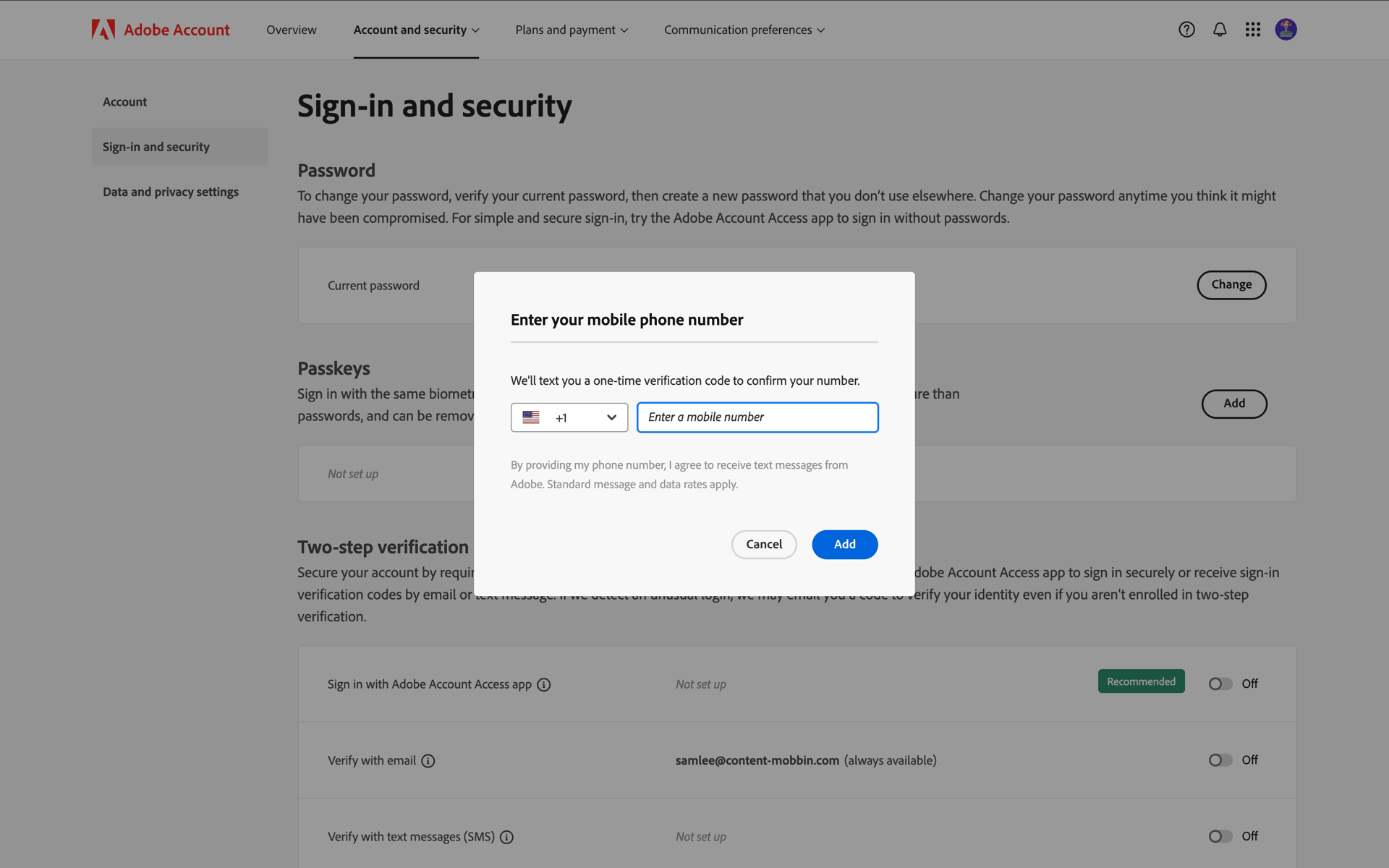 Adobe Web Business interface screenshot 16
