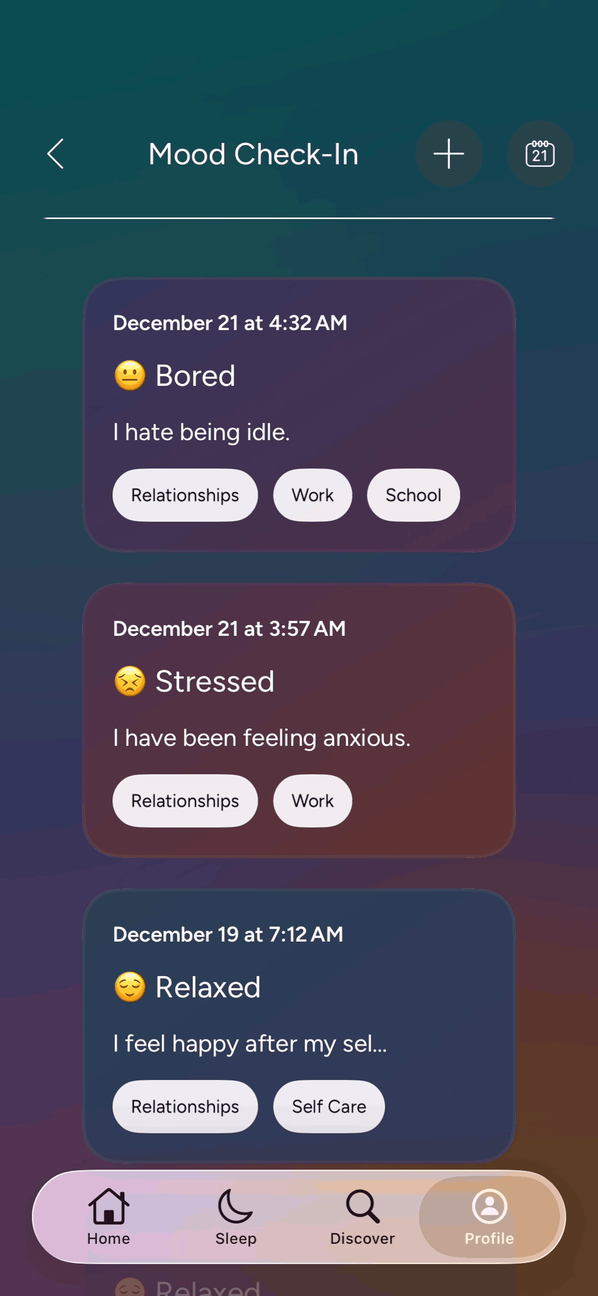 Calm iOS Health & Fitness interface screenshot 18
