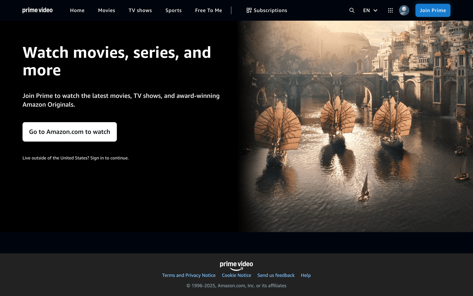 Prime Video Web Entertainment interface screenshot 1