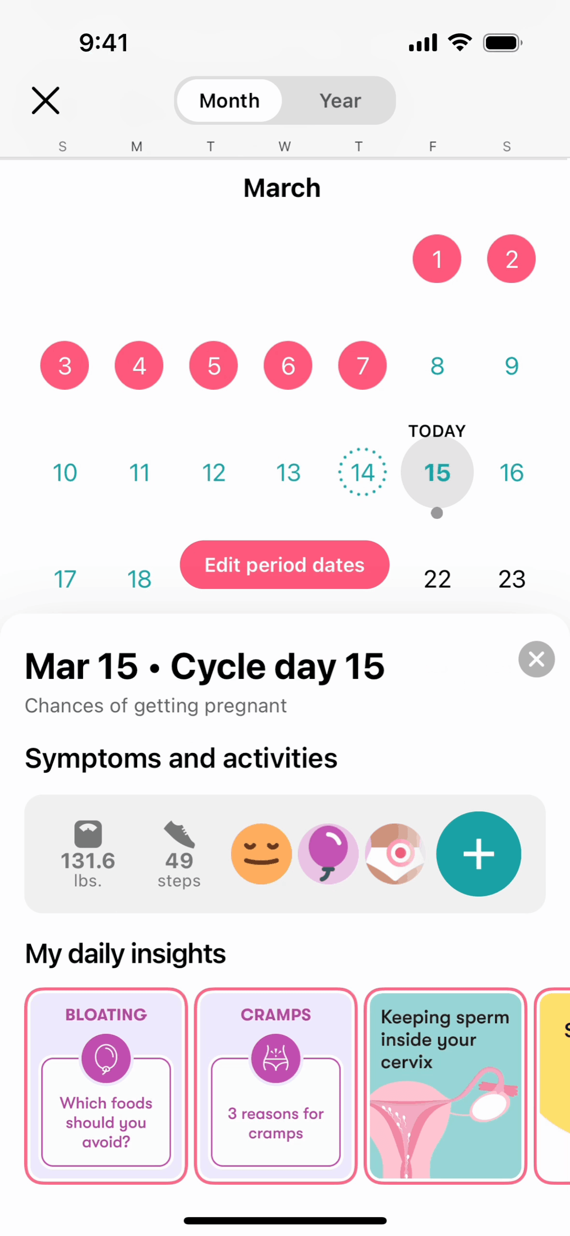 Flo iOS Health & Fitness interface screenshot 9