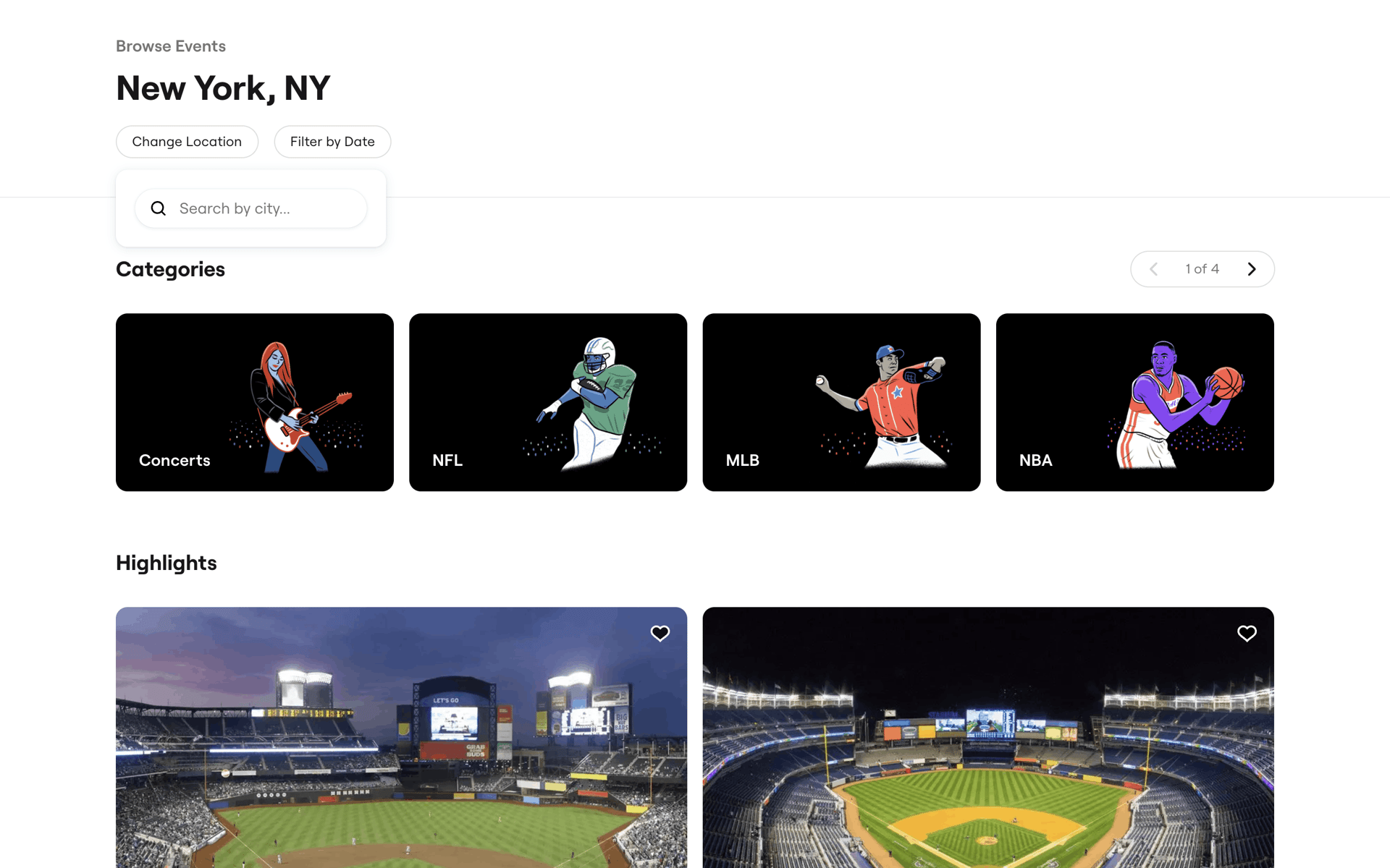 SeatGeek Web Entertainment interface screenshot 4