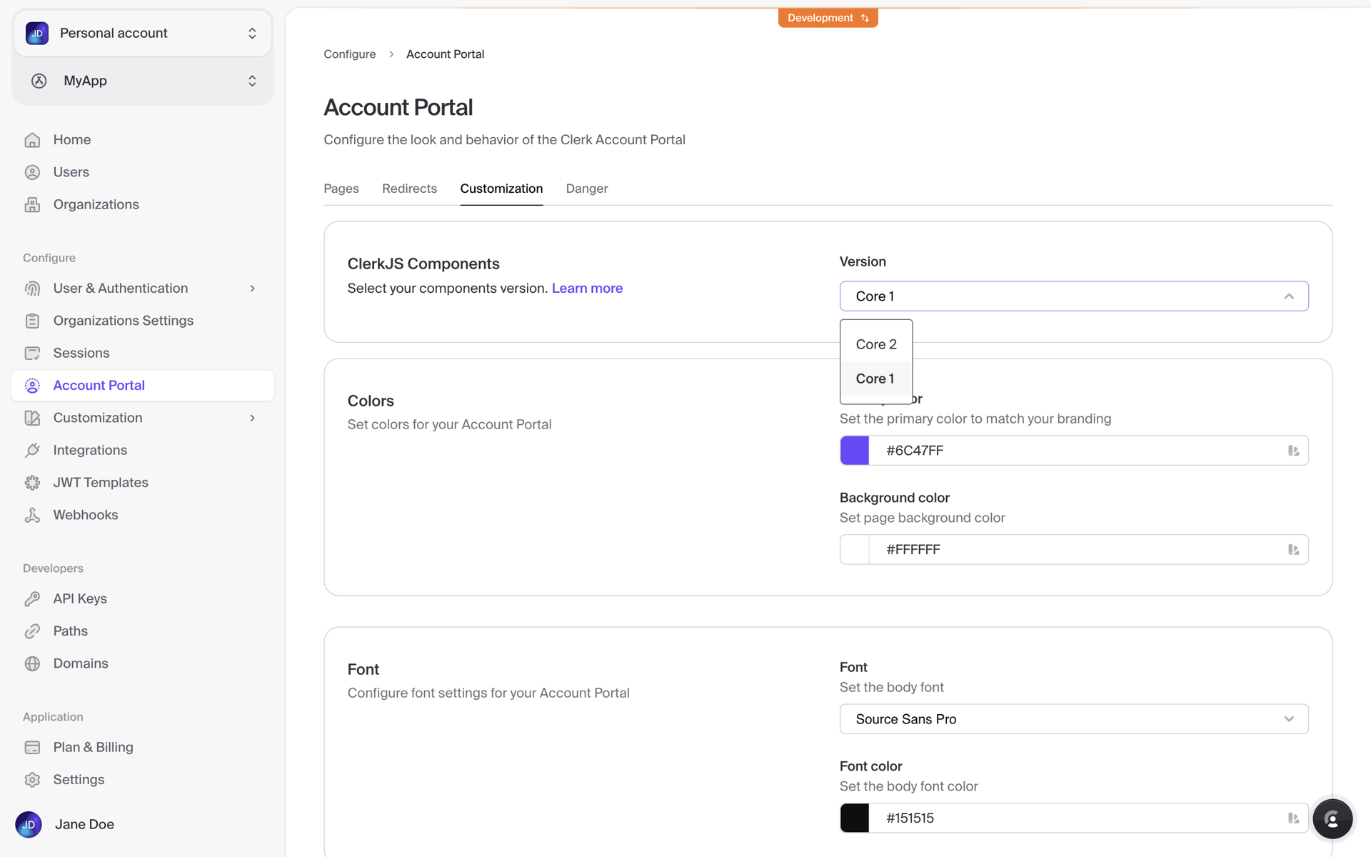 Clerk Web Developer Tools interface screenshot 22