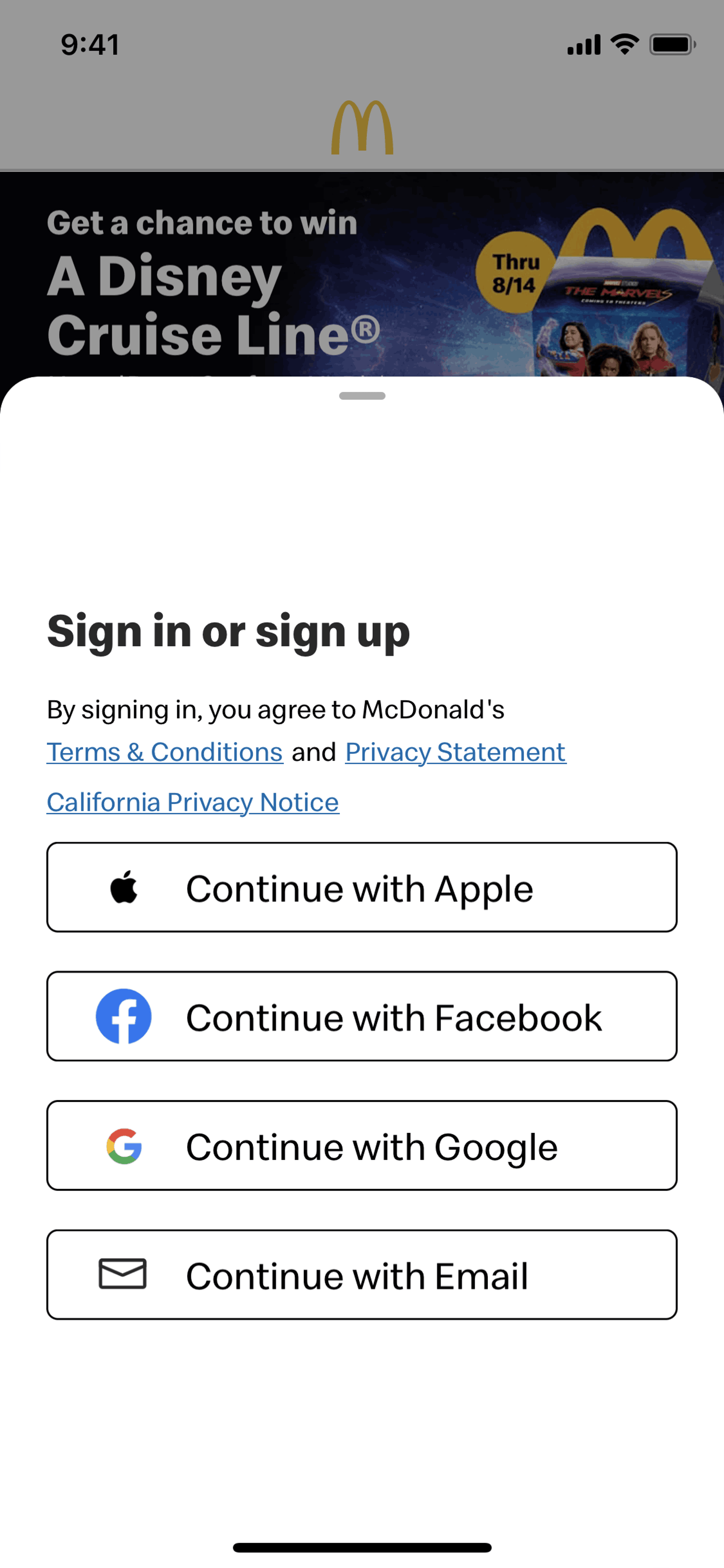 McDonald's iOS Food & Drink interface screenshot 2